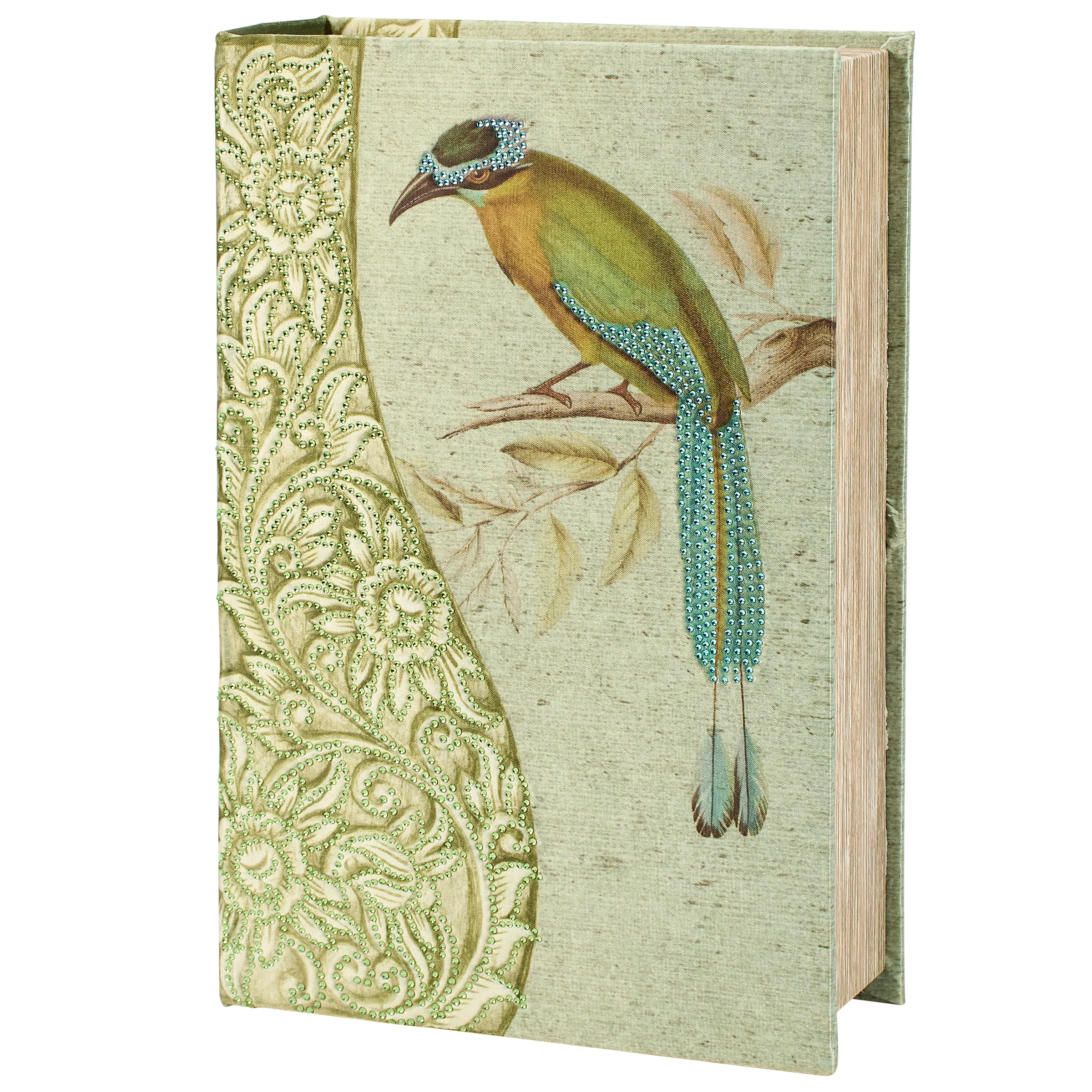 Rainforest Bird & Florals Book Box | Vintage Book Shaped Storage Stash Trinket Box - Image 7