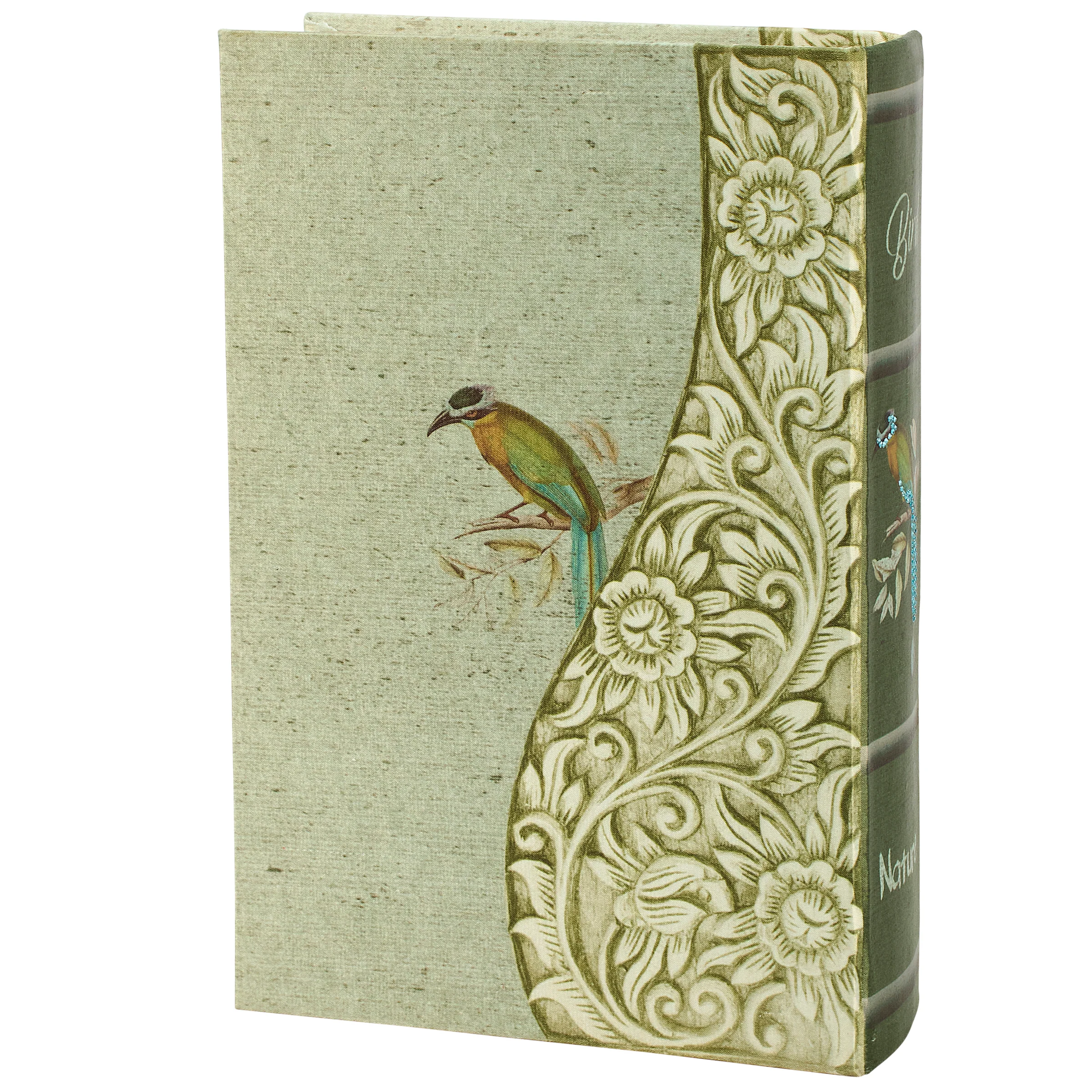 Rainforest Bird & Florals Book Box | Vintage Book Shaped Storage Stash Trinket Box - Image 8