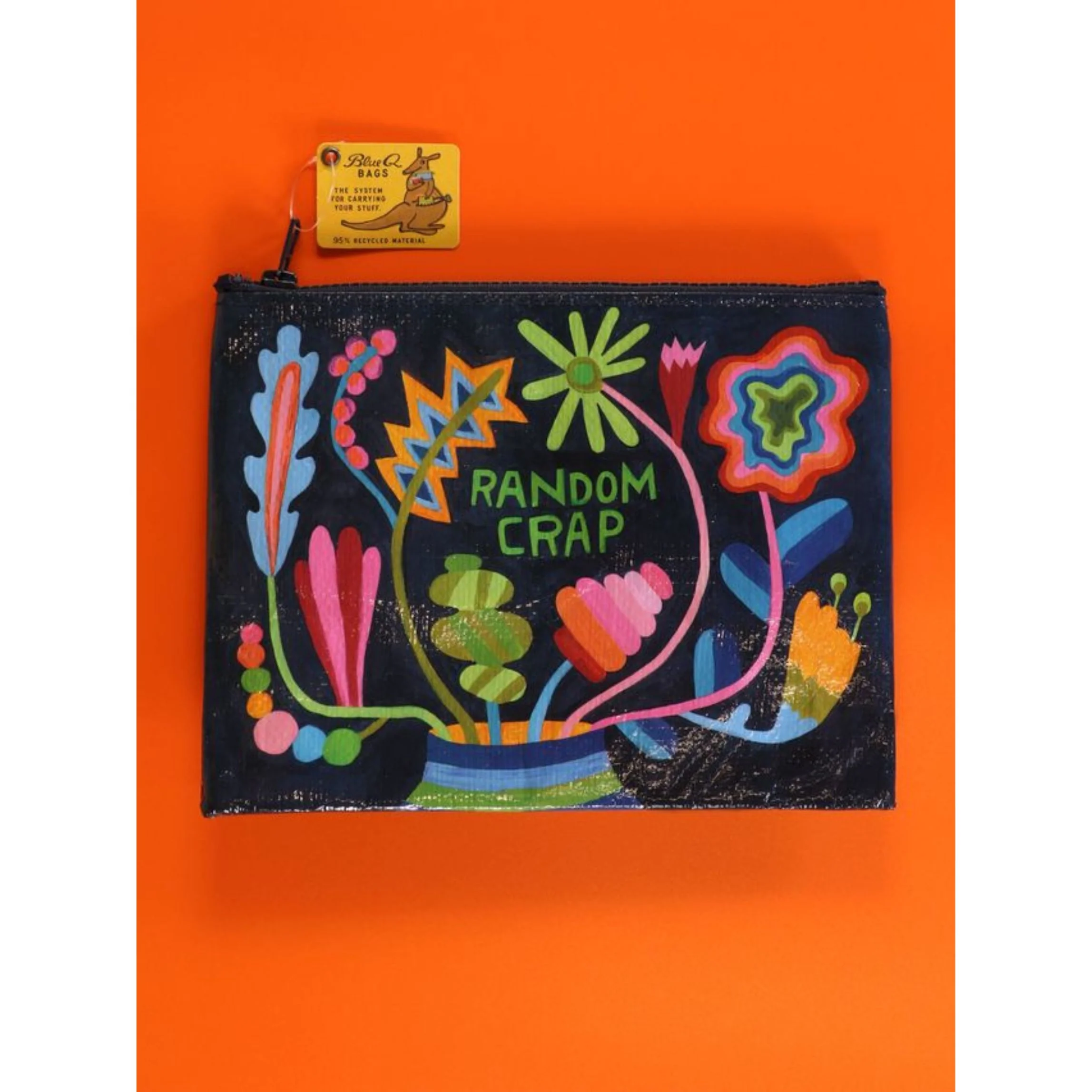 Random Crap Floral Zipper Pouch | Storage Case Organizer | 9.5" x 7.25" | BlueQ at GetBullish - Image 4