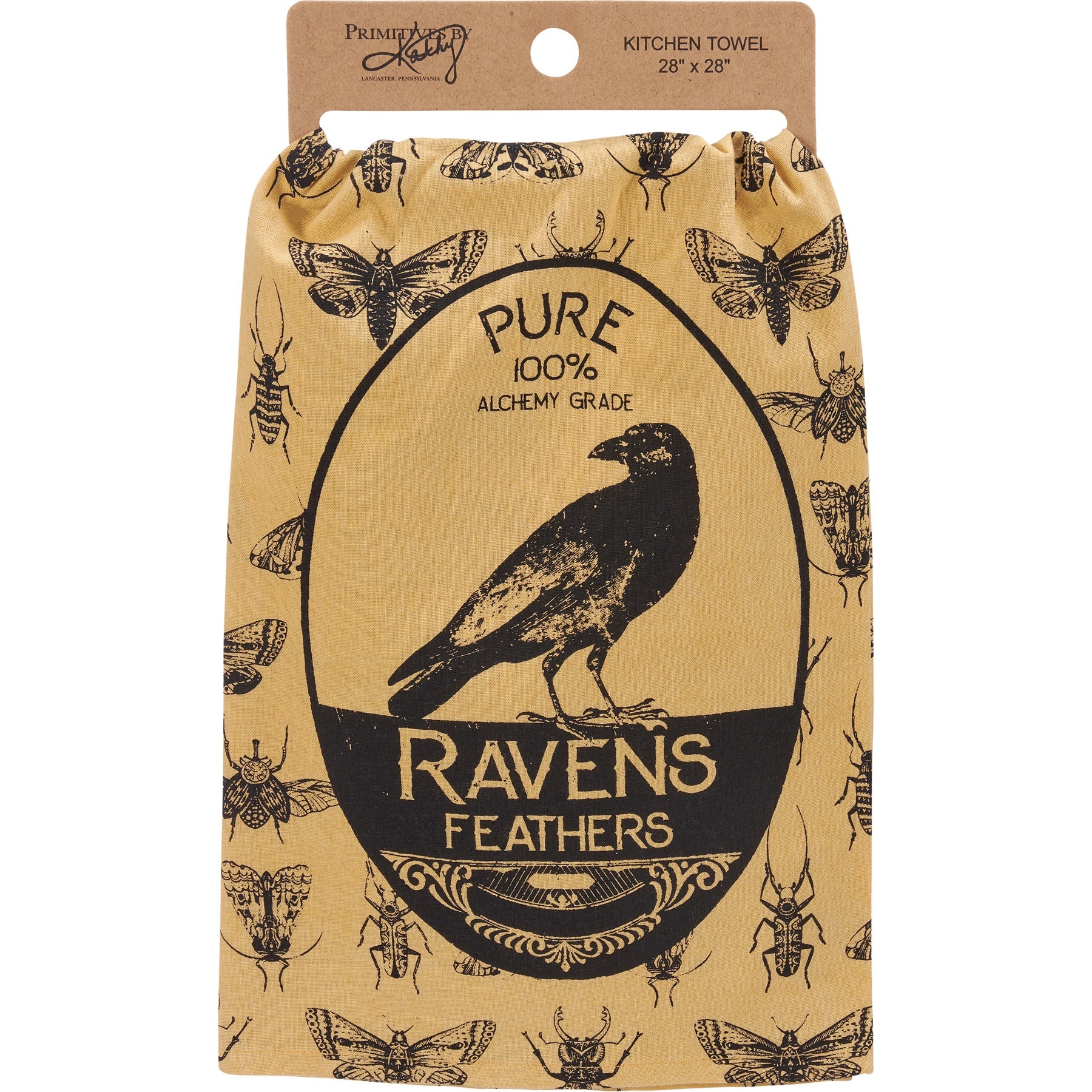 Pure 100% Alchemy Grade Ravens Feathers Cotton Kitchen Towel | Halloween Themed Hand Tea Dish Cloth | 28" x 28" - Image 2