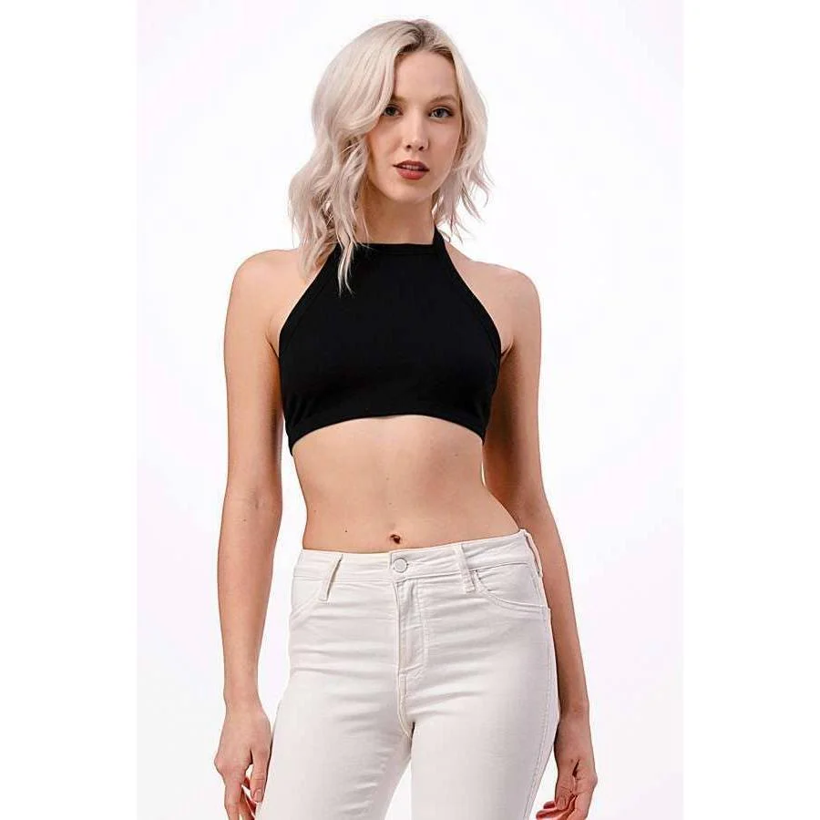 Backless Halter Tie Ribbed Top | Casual Style Cropped Top [Available in Sizes SM-L] - Image 4
