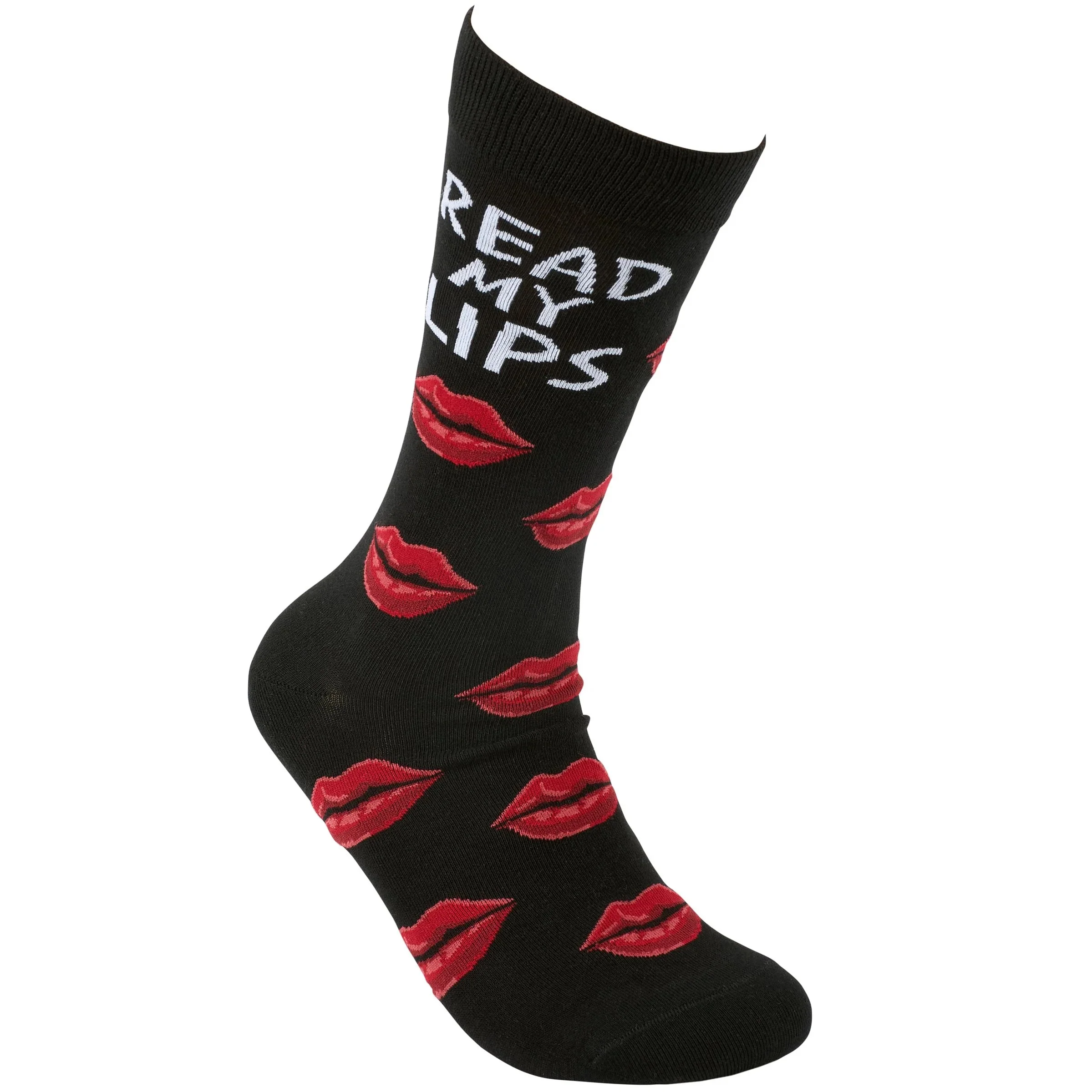 Read My Lips Socks | Sassy Valentine Red Lips Novelty Crew Socks - Image 3