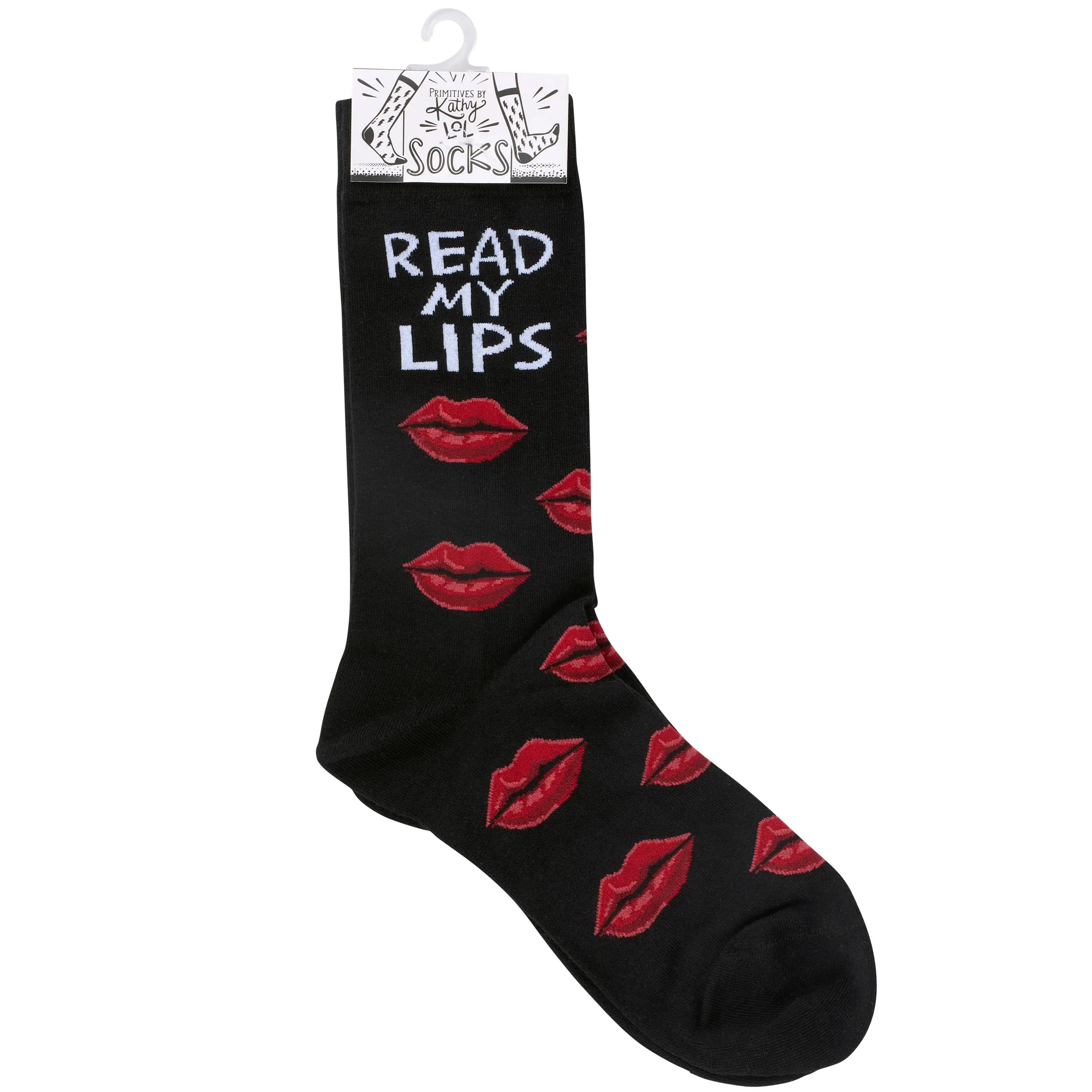 Read My Lips Socks | Sassy Valentine Red Lips Novelty Crew Socks - Image 4