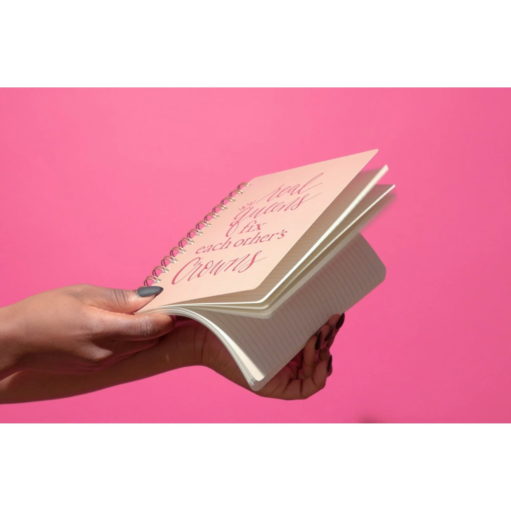 Real Queens Fix Each Other's Crowns Spiral Notebook in Blush Palette | 5.75" x 7.5" | 120 Lined Pages - Image 5