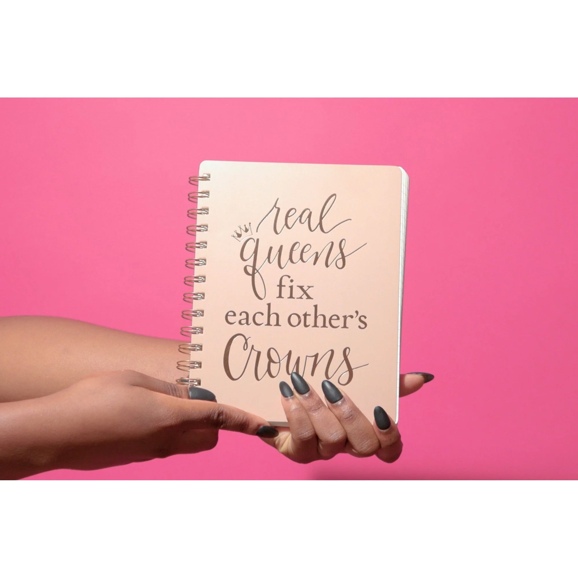 Real Queens Fix Each Other's Crowns Spiral Notebook in Blush Palette | 5.75" x 7.5" | 120 Lined Pages - Image 6