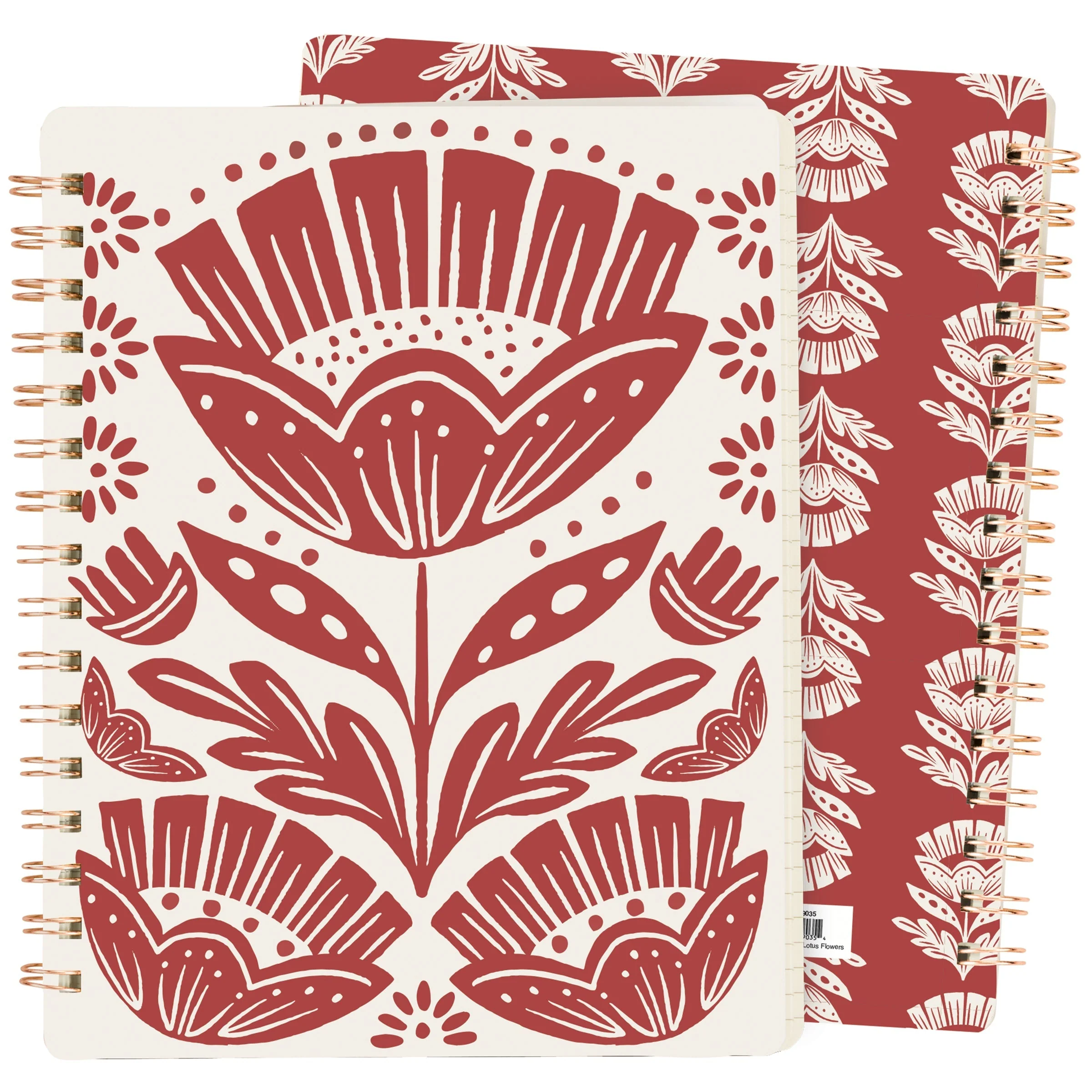 Red Folk Floral Spiral Notebook | Double-Sided  Journal | 120 Lined Pages - Image 2