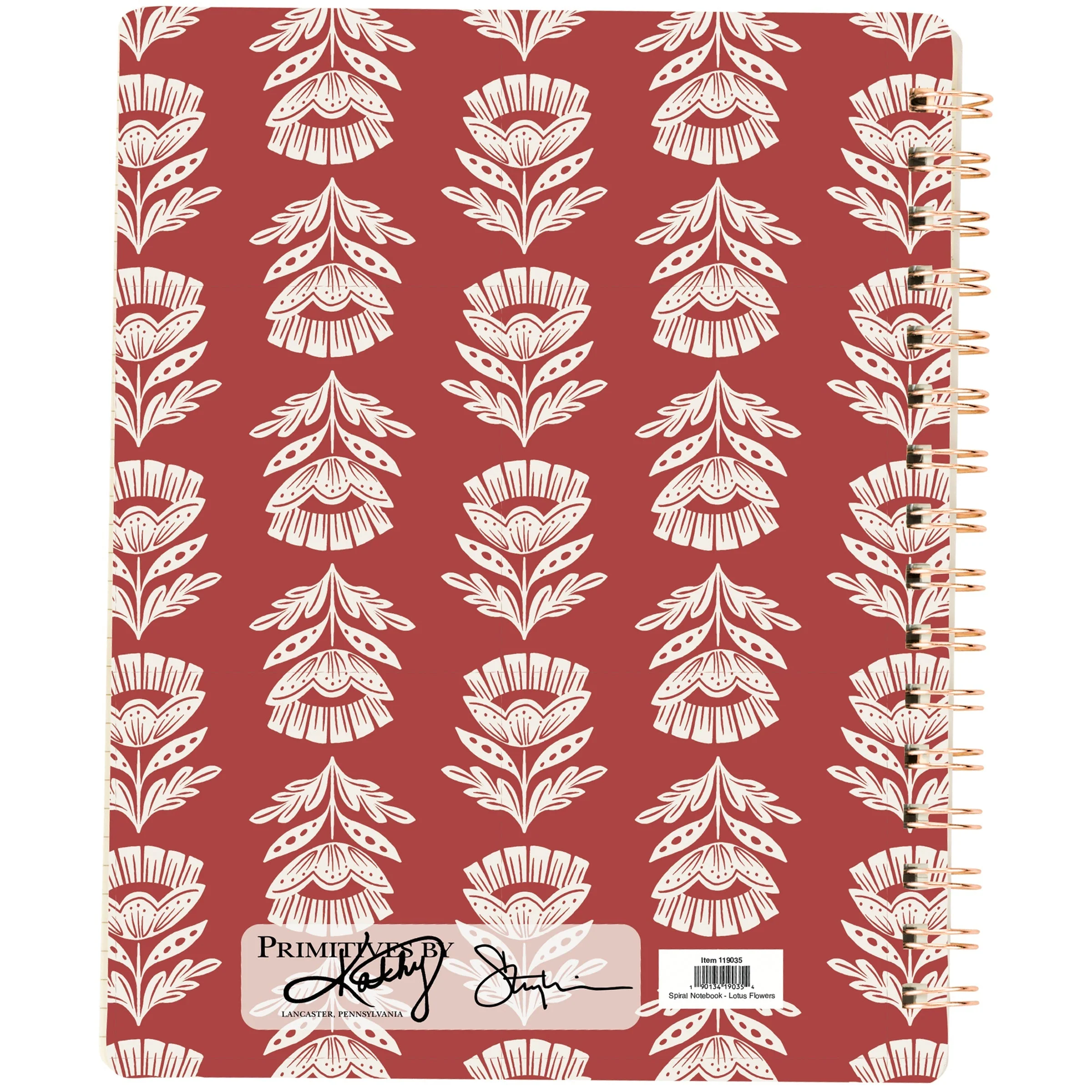 Red Folk Floral Spiral Notebook | Double-Sided  Journal | 120 Lined Pages - Image 4