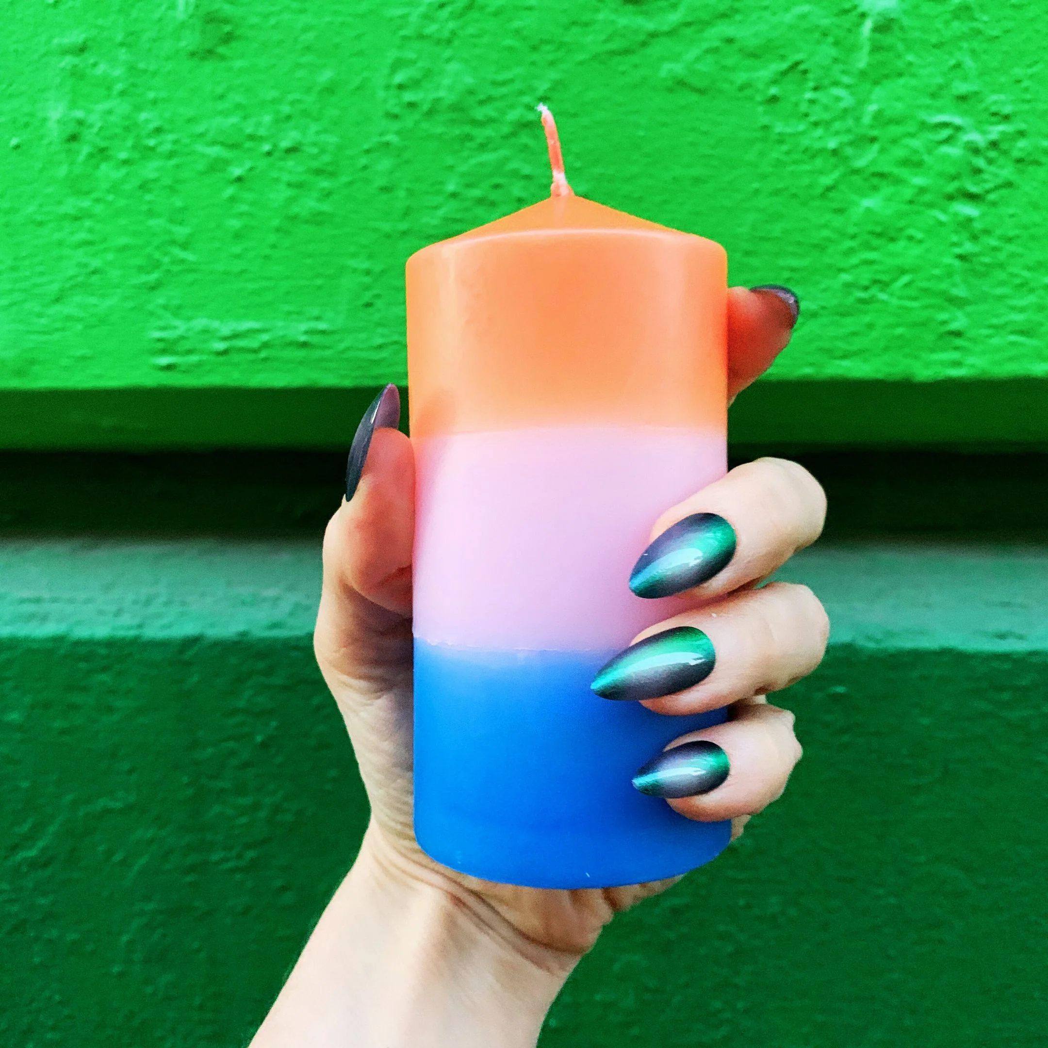 Mini Red-Pink-Blue Pillar Candle | Aesthetic Unscented Table Decor Cylindrical Candle 4.75" - Image 6