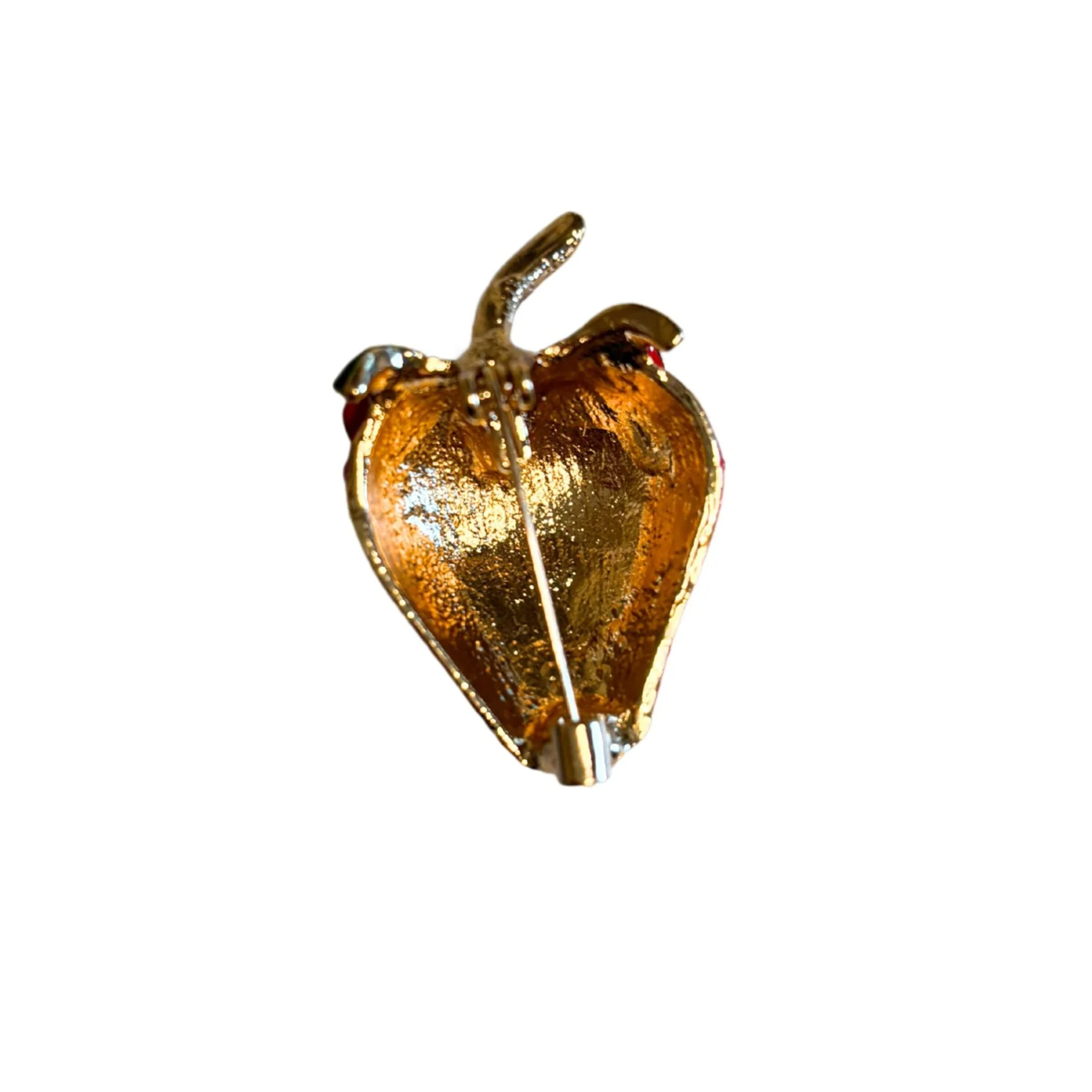 Red Strawberry Brooch | 1.4" Pin in Metal Alloy with Gold Finish - Image 3