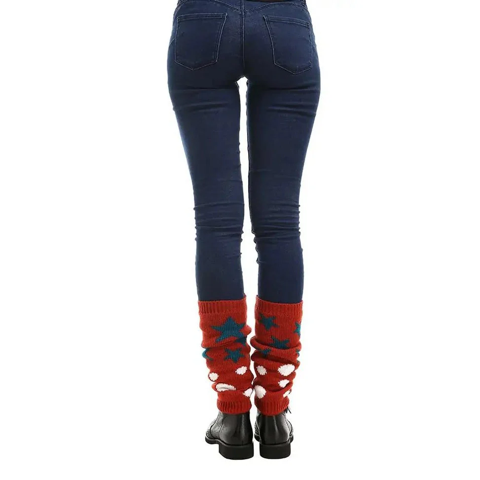 '80s Retro Red Varsity Short Leg Warmers | Stars and Polka Dots Print - Image 4