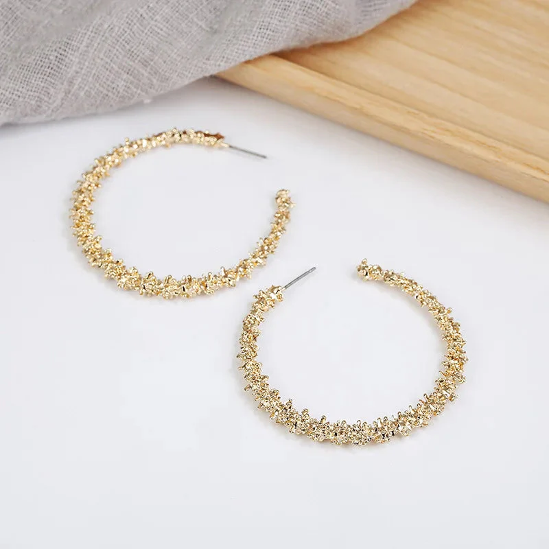 Regal Queen Textured Hoop Earrings (Gold or Silver) - Image 5
