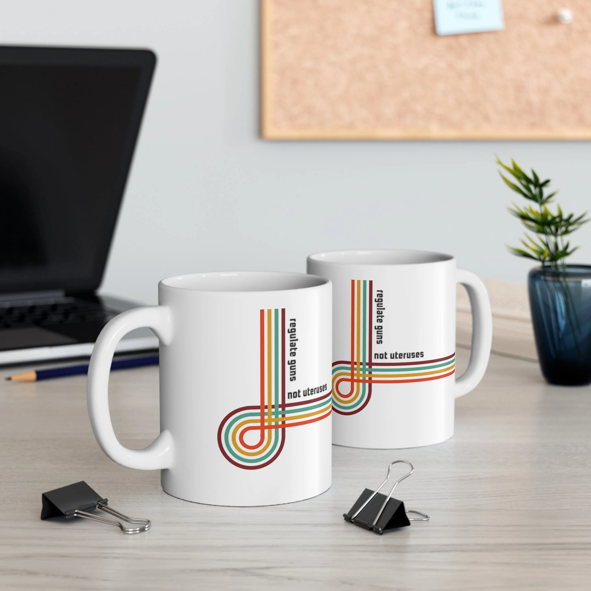Regulate Guns Not Uteruses Retro Rainbow Ceramic Mug 11oz - Image 5