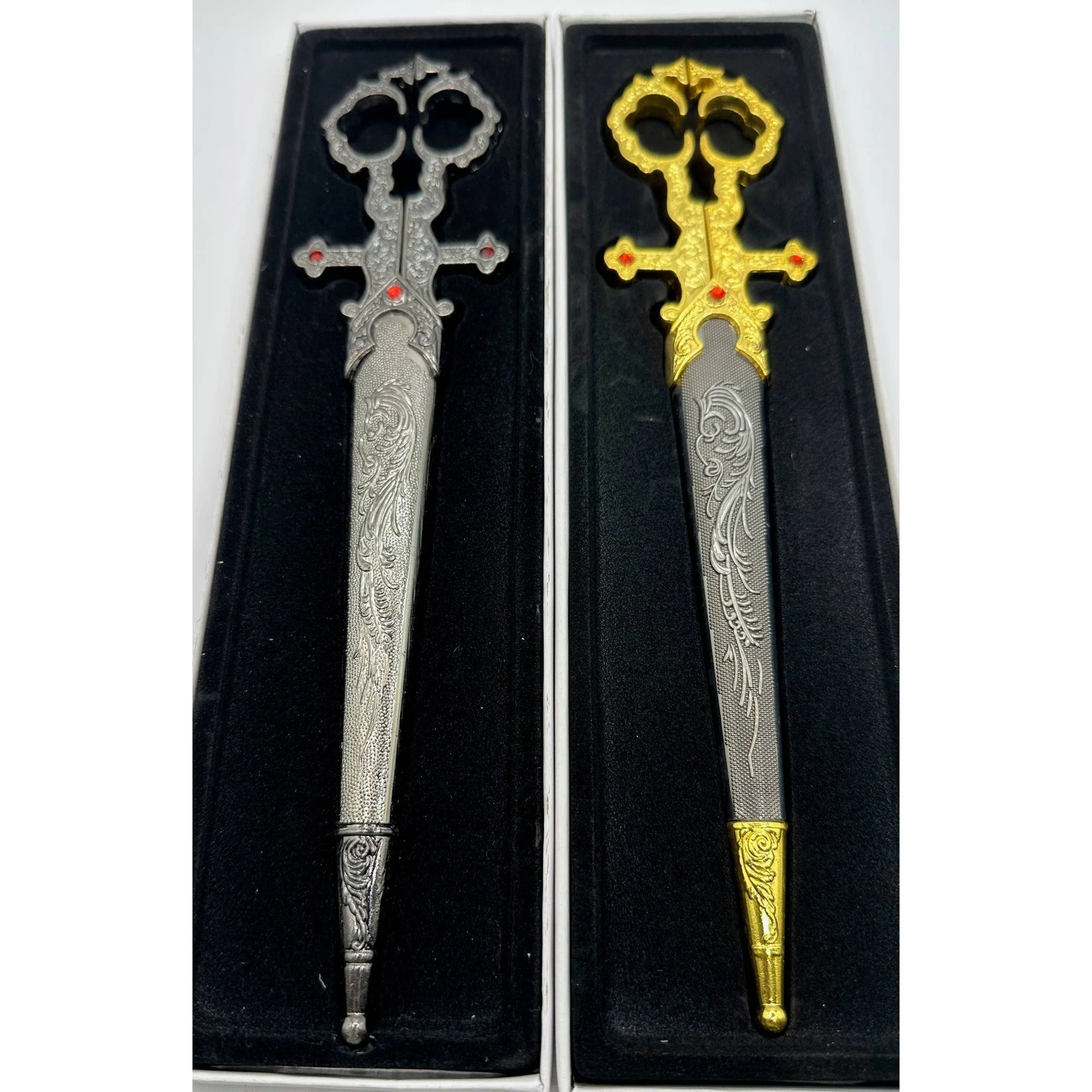 Gold Renaissance Scissors with Scissors Holder | Sword in Scabbard Fantasy Novelty Large Scissors - Image 7