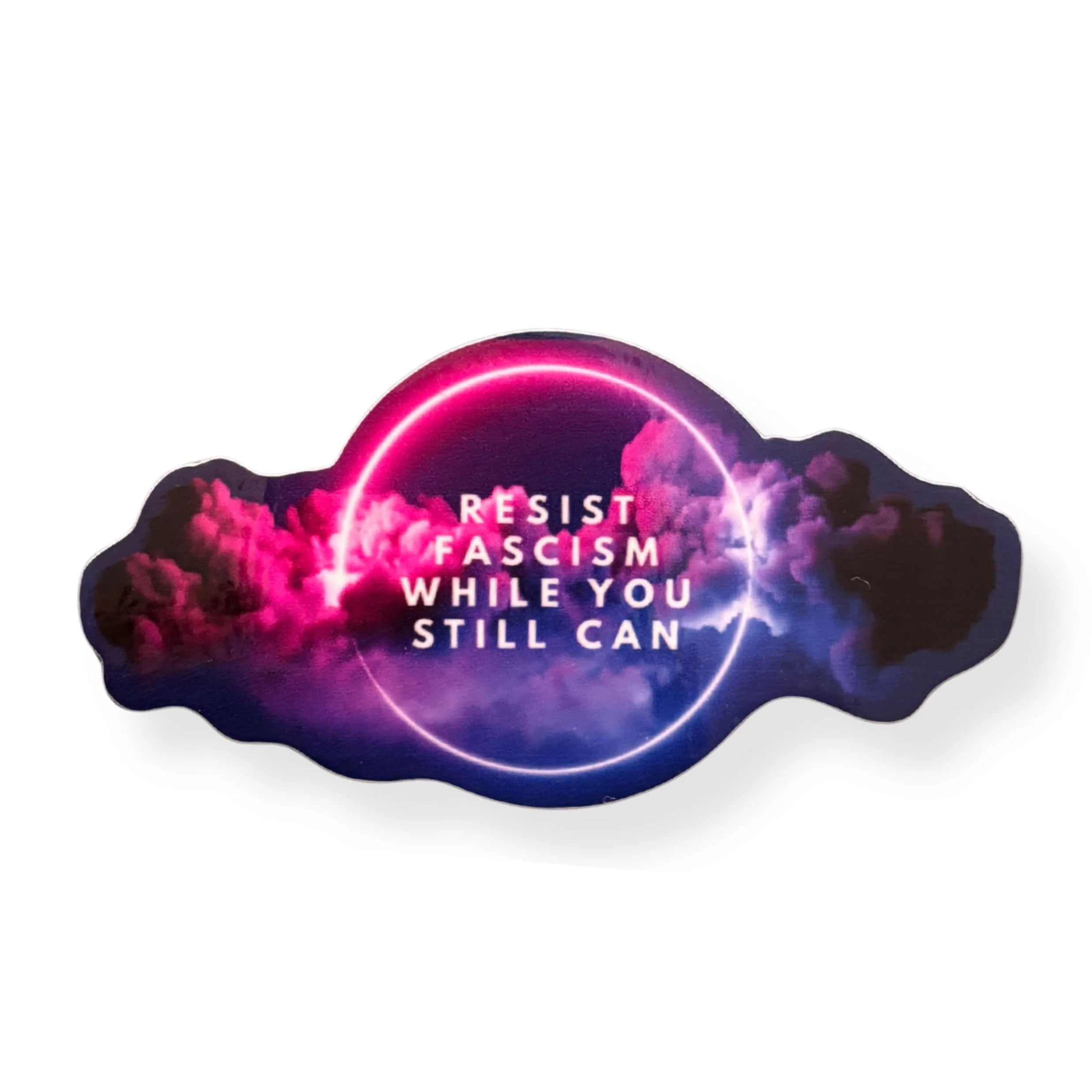 Resist Fascism While You Can Vinyl Die Cut Sticker | Galaxy Print Political Protest Decal | Laptop Water Bottle Activist Sticker - Image 2