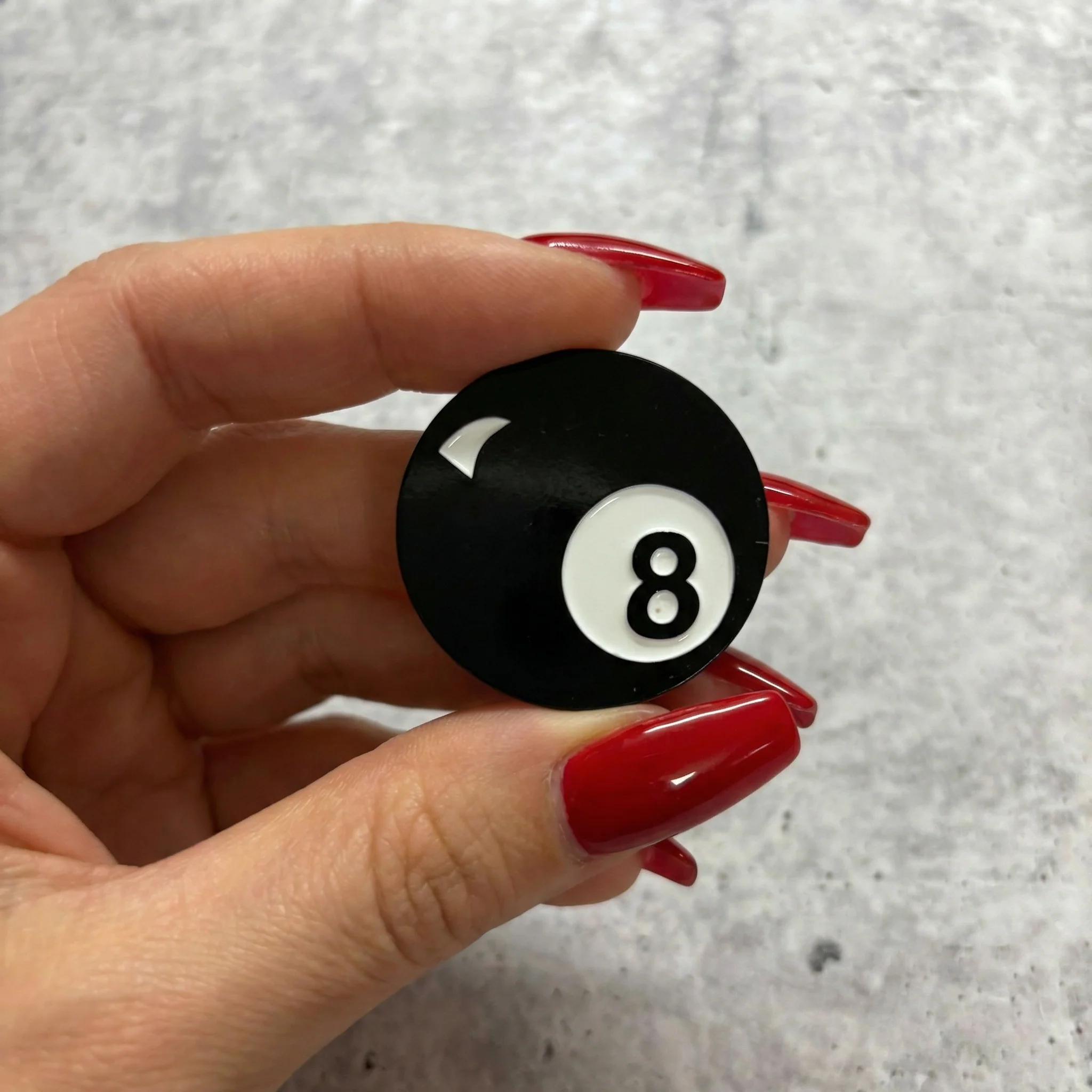 Retro 8 Ball Pin 1.4" Stylish Metal Alloy Brooch | Billiards Ball in Black and White - Image 3