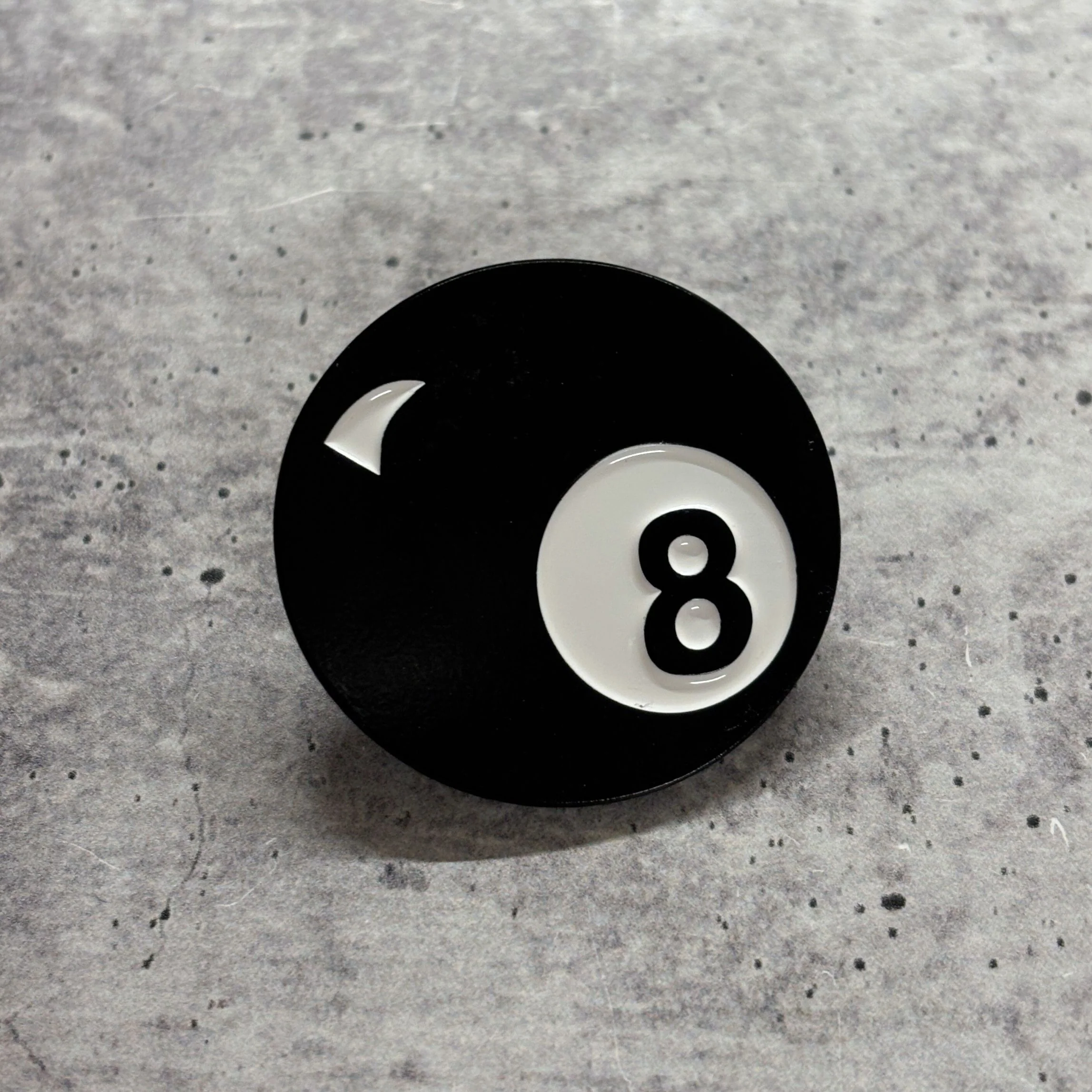 Retro 8 Ball Pin 1.4" Stylish Metal Alloy Brooch | Billiards Ball in Black and White - Image 4