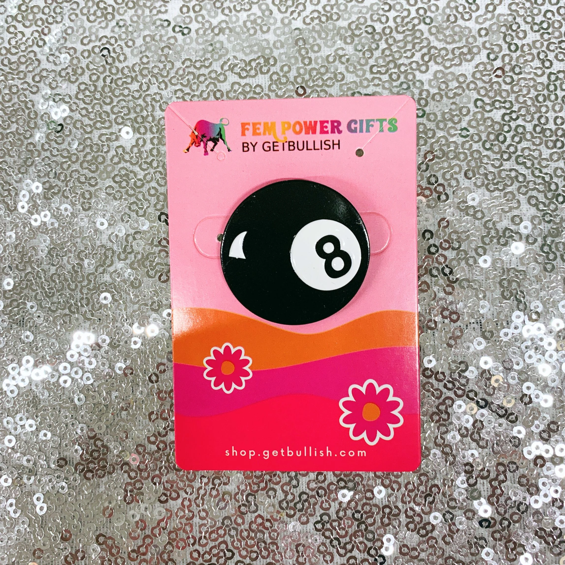 Retro 8 Ball Pin 1.4" Stylish Metal Alloy Brooch | Billiards Ball in Black and White - Image 6