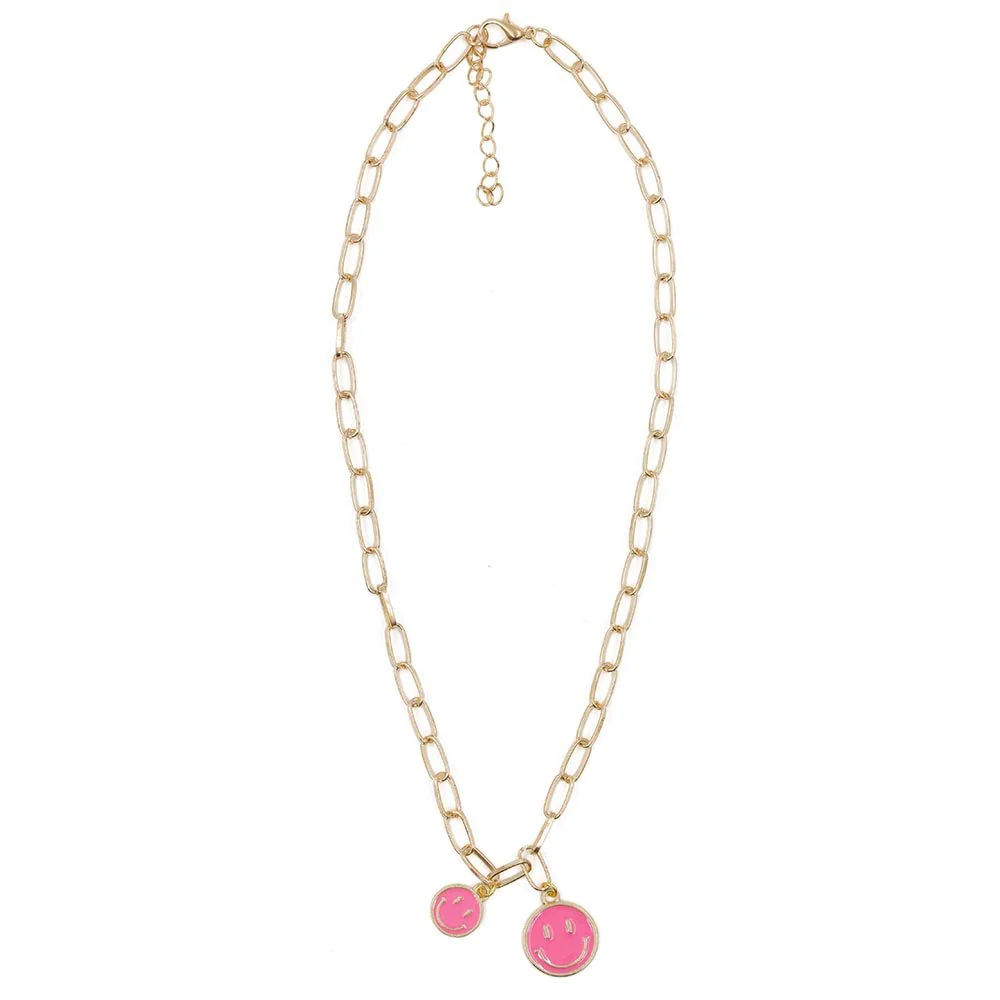 Retro '80s-'90s Dual Happy Face Charm Necklace | 4 Color Options | Yellow, Black, White, Pink - Image 10