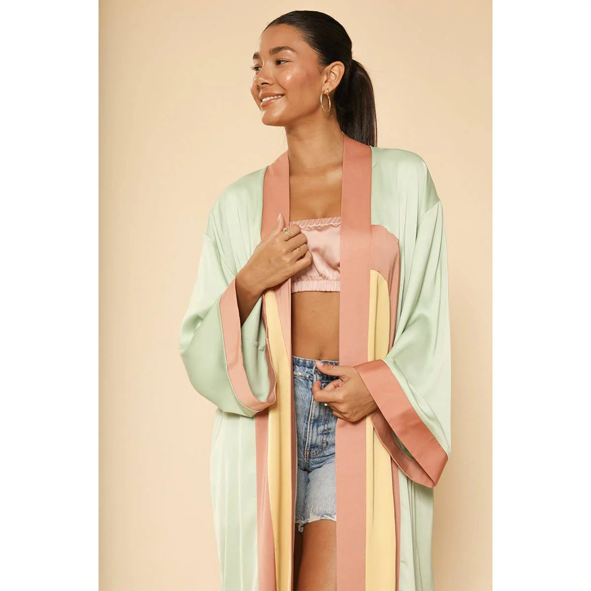[Size L Remaining] Retro Arch Kimono Big Long Textured Satin Duster [Size L Remaining] - Image 7