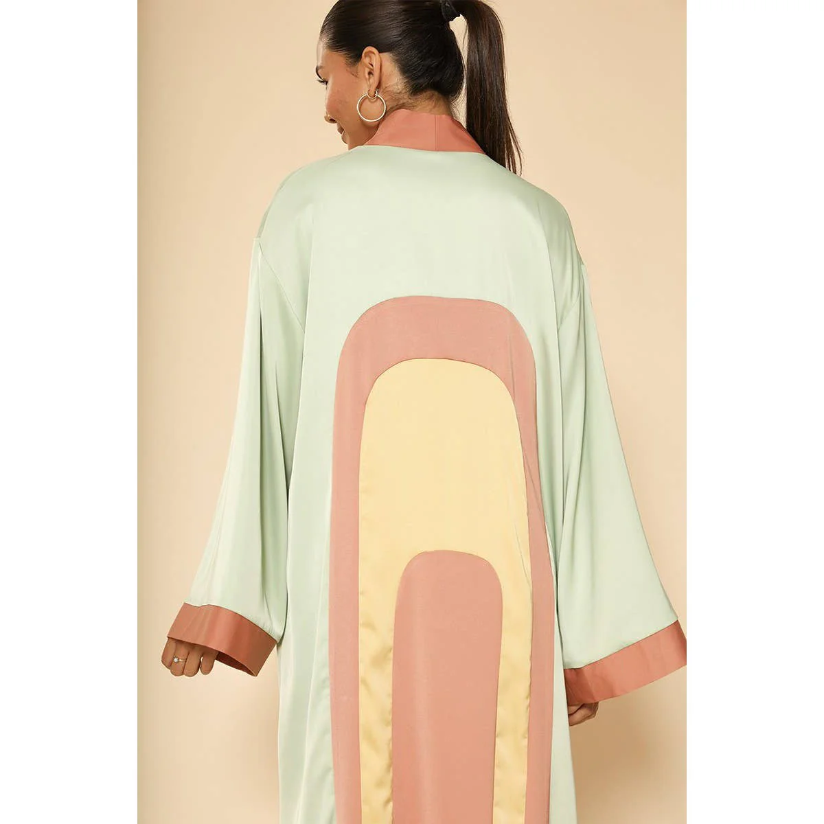 [Size L Remaining] Retro Arch Kimono Big Long Textured Satin Duster [Size L Remaining] - Image 8