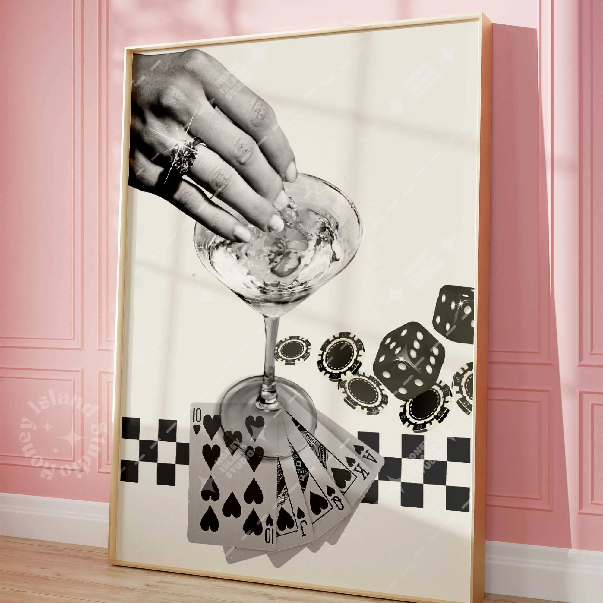 Retro Playing Cards Poster Black | Unframed Wall Decor | 16" x 24" - Image 2