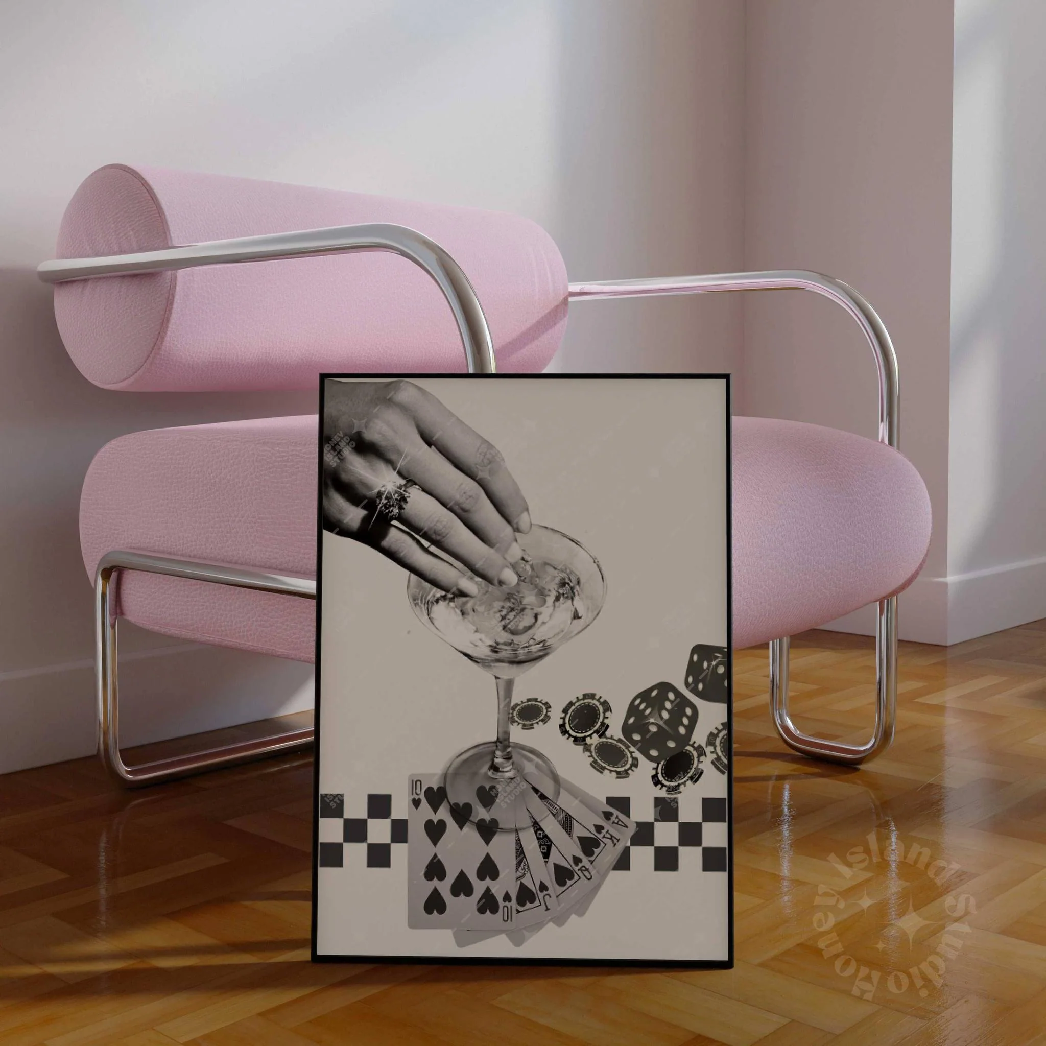 Retro Playing Cards Poster Black | Unframed Wall Decor | 16" x 24" - Image 3