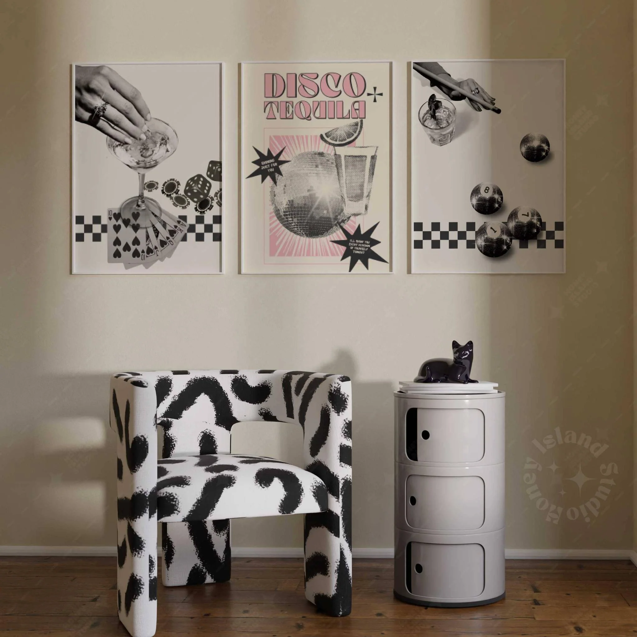 Retro Playing Cards Poster Black | Unframed Wall Decor | 16" x 24" - Image 4