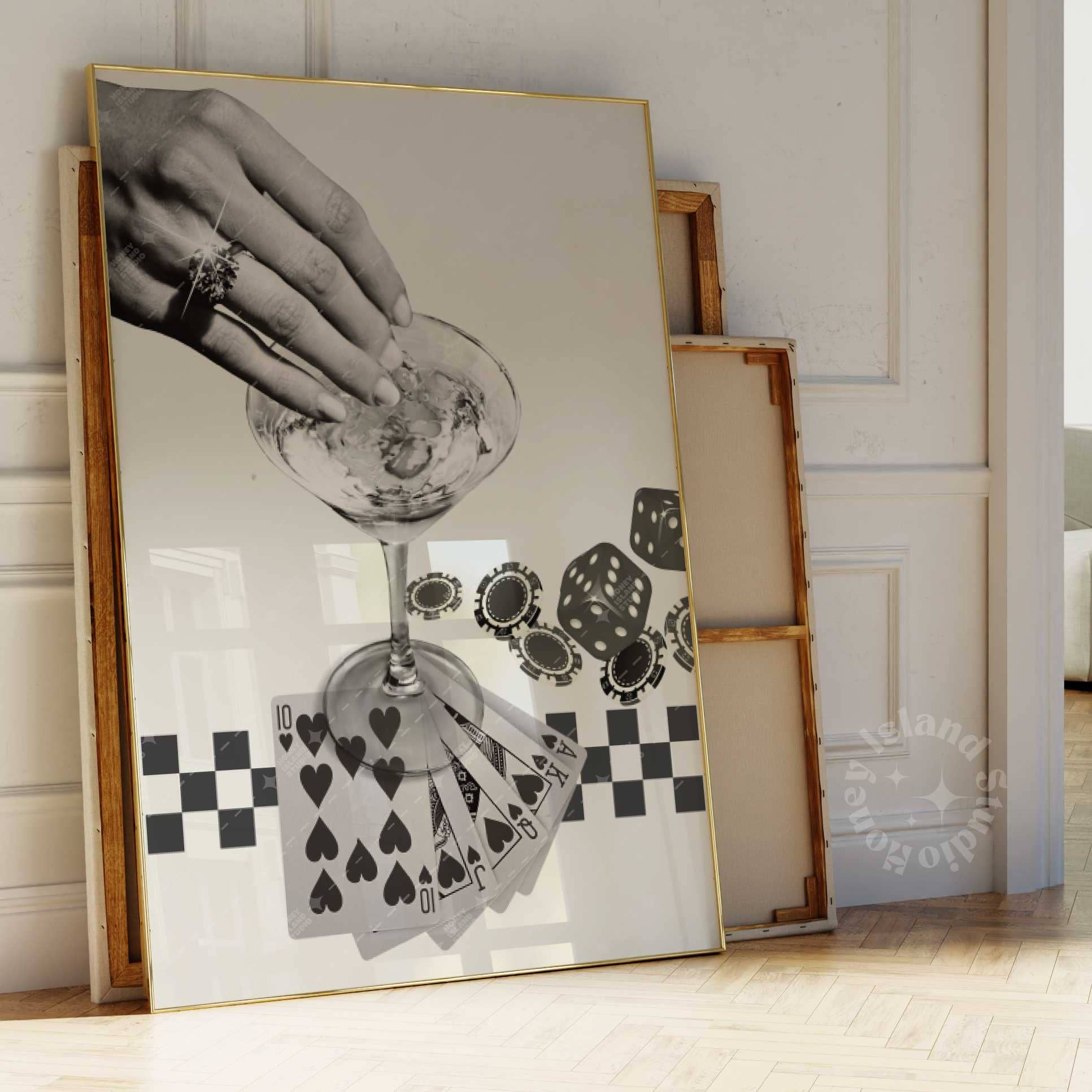 Retro Playing Cards Poster Black | Unframed Wall Decor | 16" x 24" - Image 6