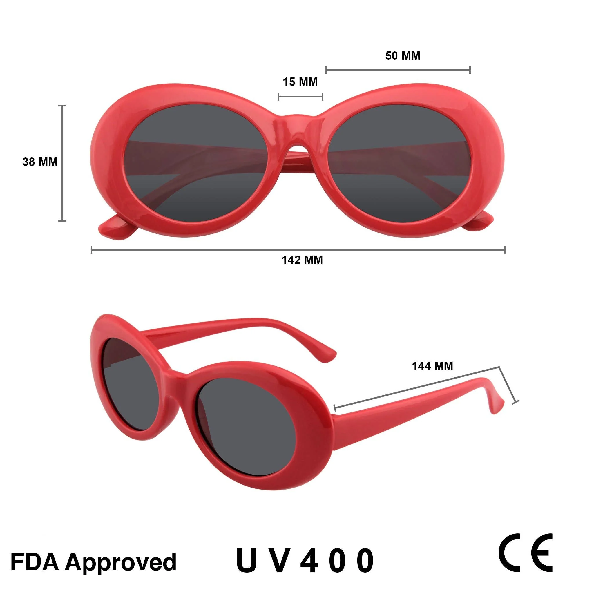 Retro 90’s Round Oval Clout Sunglasses | Vintage Gradient Lens Shades in Tortoise & Red | UV400 Protection - Image 11