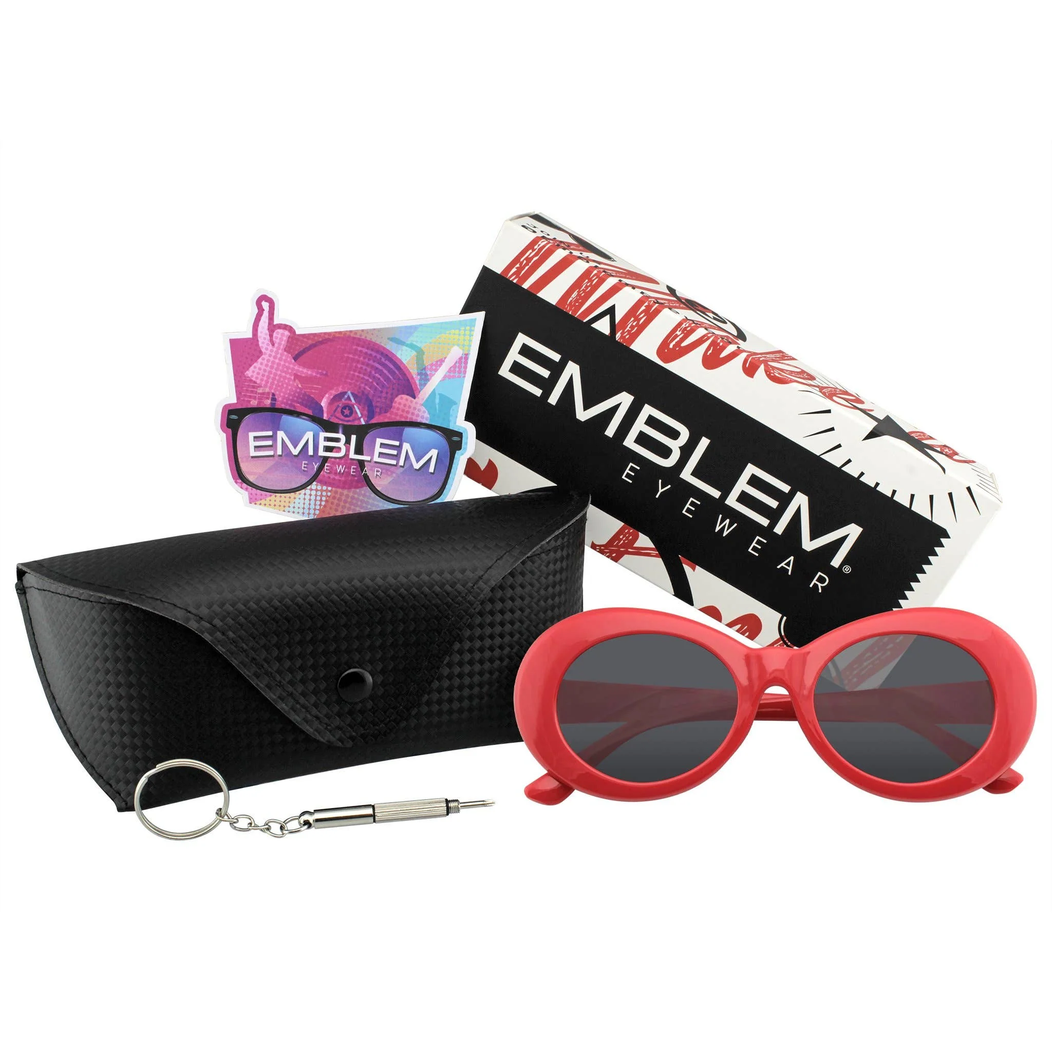 Retro 90’s Round Oval Clout Sunglasses | Vintage Gradient Lens Shades in Tortoise & Red | UV400 Protection - Image 12
