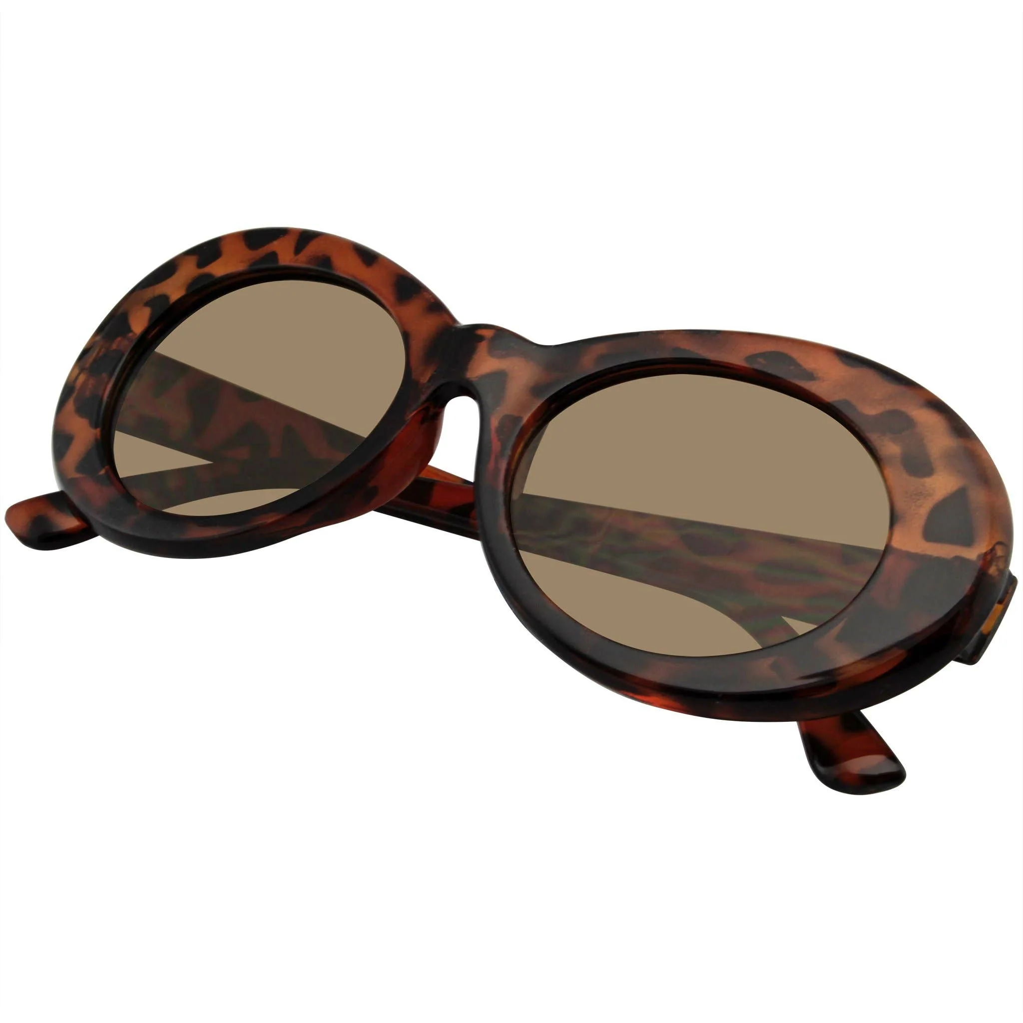 Retro 90’s Round Oval Clout Sunglasses | Vintage Gradient Lens Shades in Tortoise & Red | UV400 Protection - Image 8