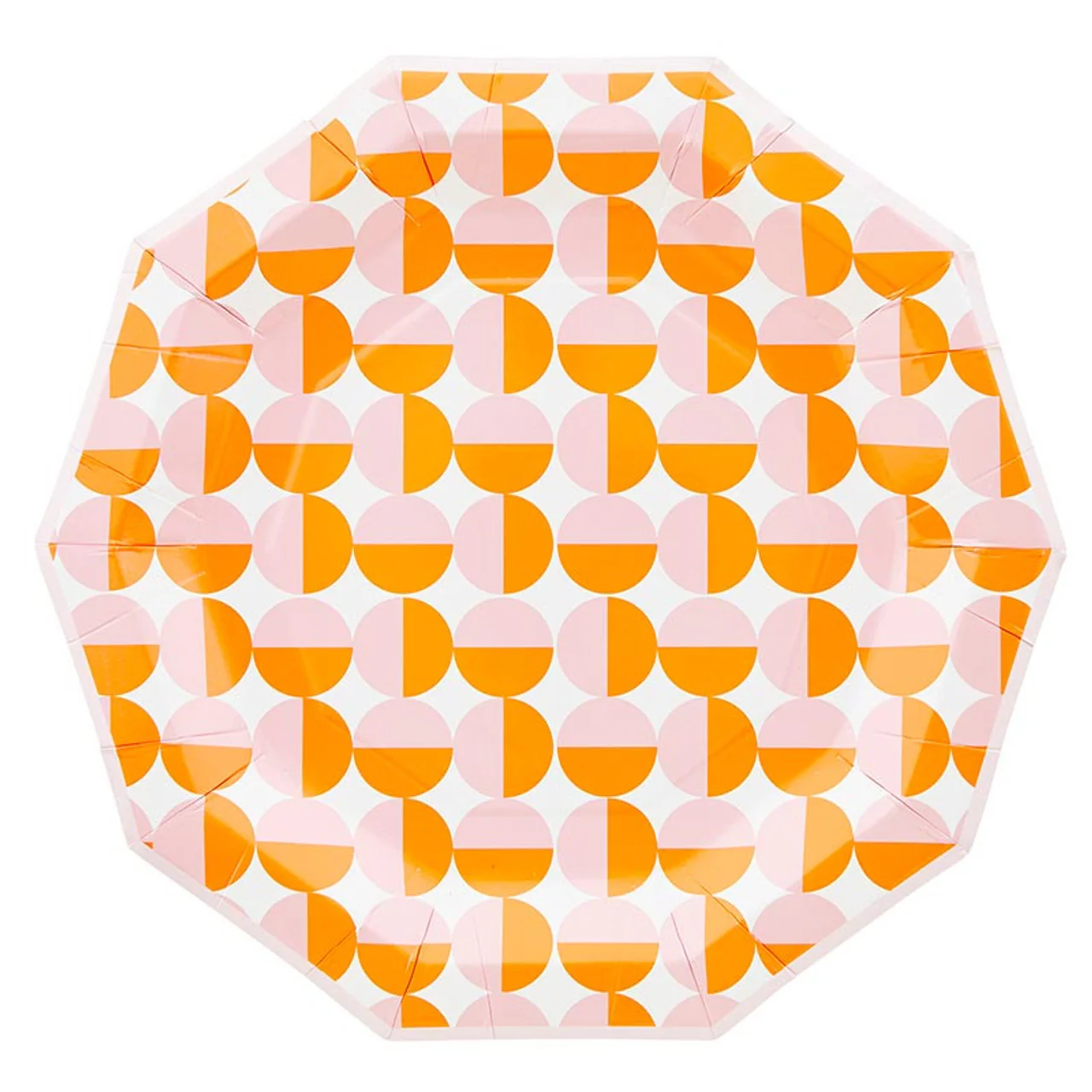 Retro Rounds Decagon Paper Plates | Durable Party Plates | 9"
