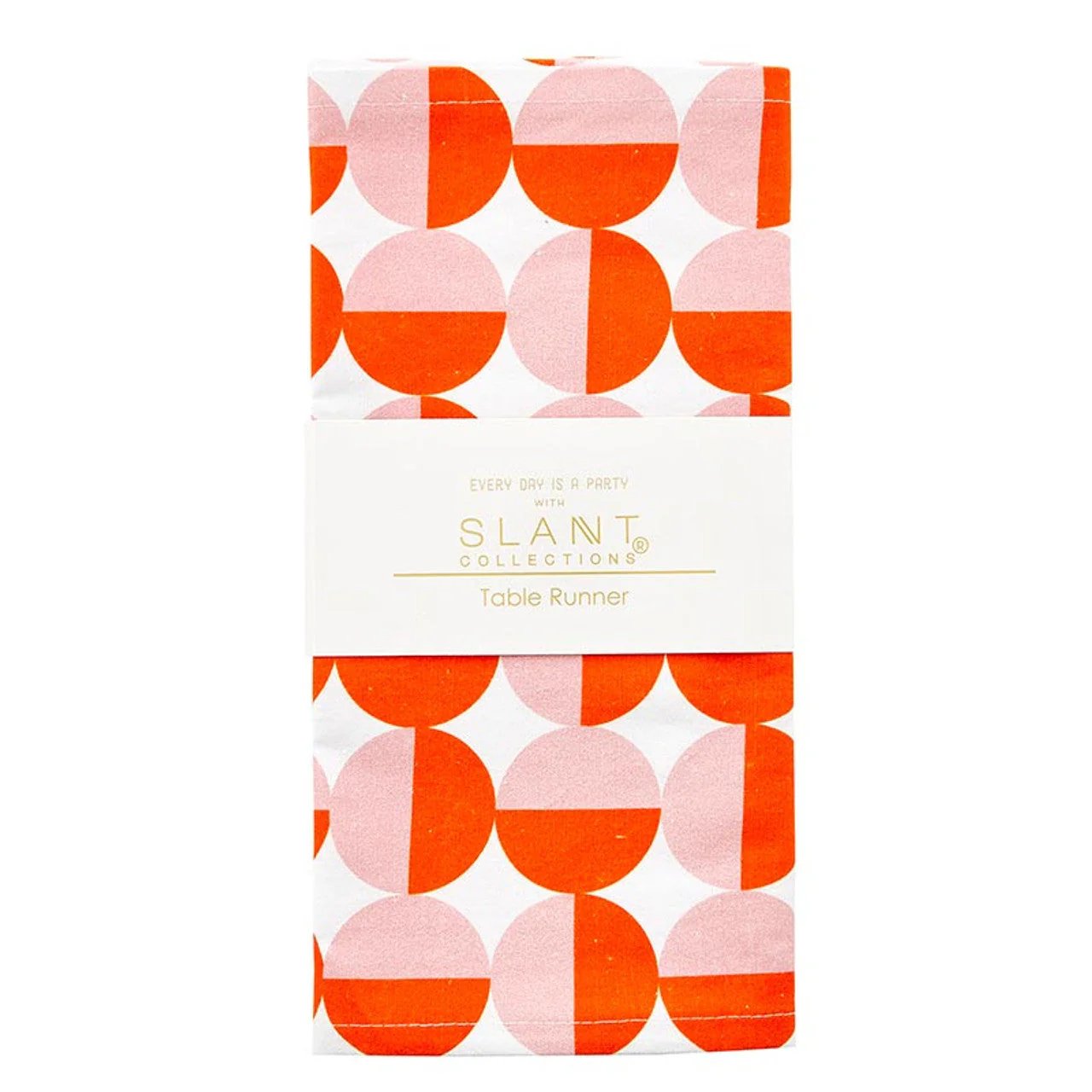 Retro Rounds Fabric Table Runner | Orange and Pink Circles Design | 13" x 70" - Image 3