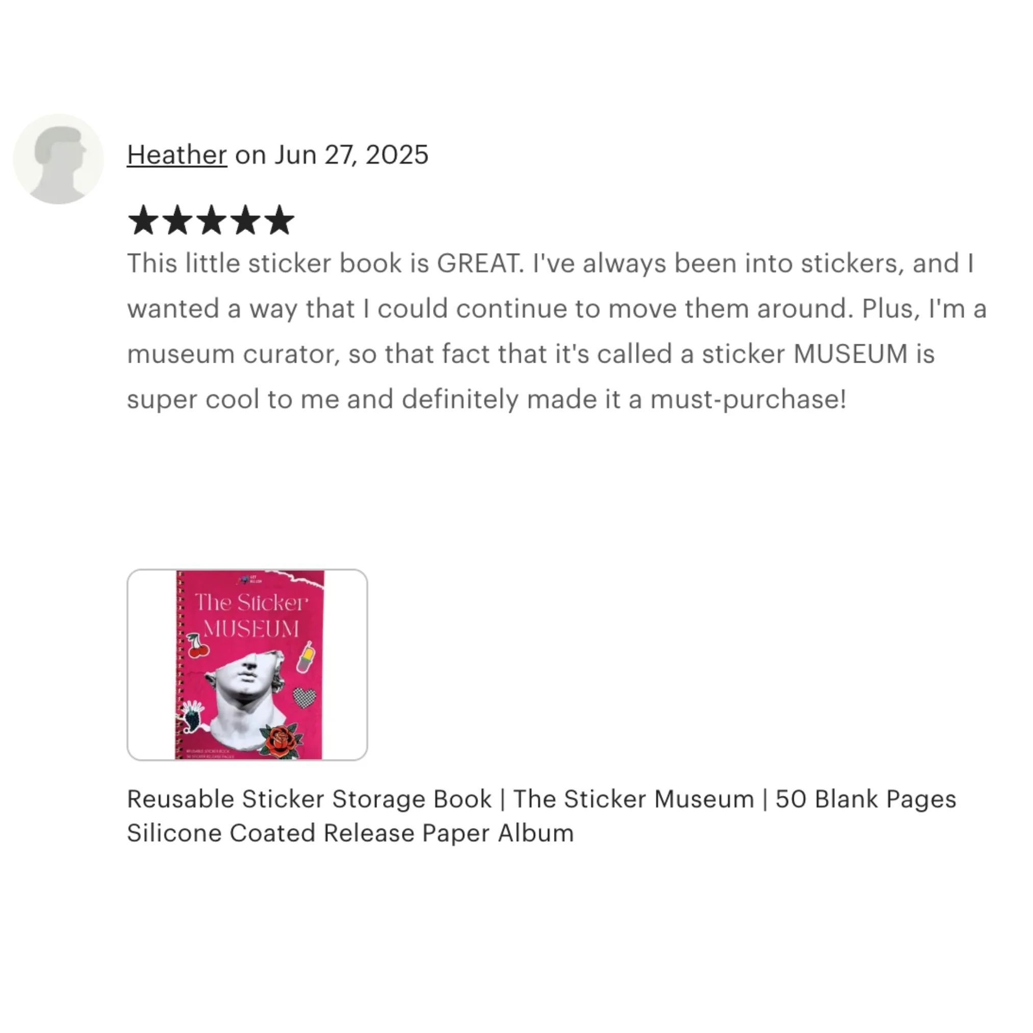 Reusable Sticker Storage Book | The Sticker Museum | 50 Blank Pages Silicone Coated Release Paper Album - Image 3