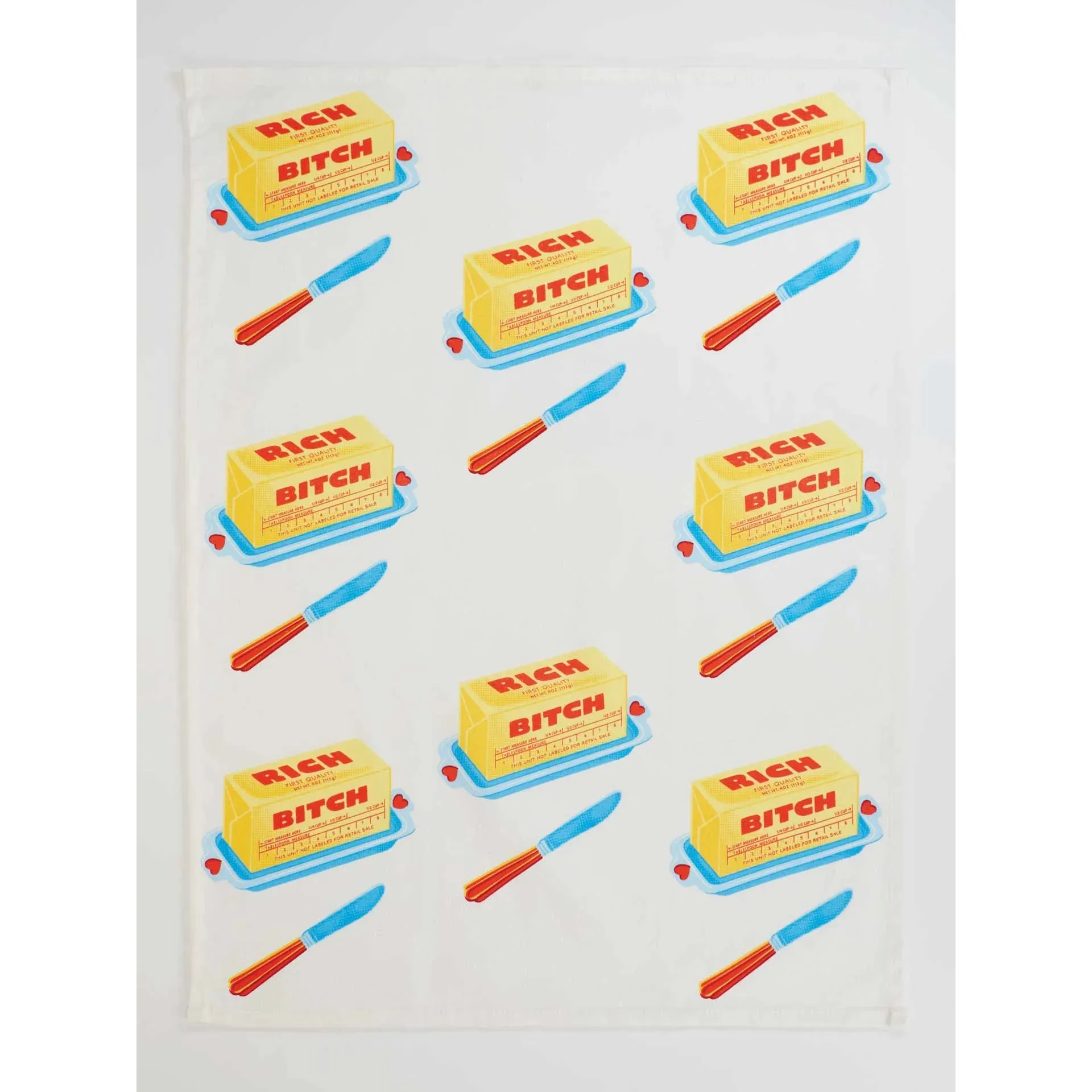 Rich Bitch Butter Screen-Printed Dish Towel | Kitchen Tea Hand Cotton Dish Cloth | 28" x 21" | BlueQ at GetBullish - Image 5