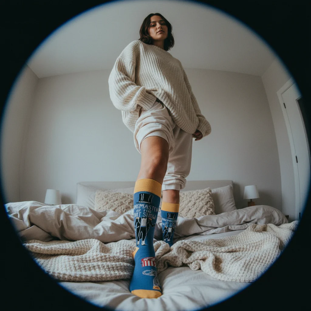Ringmaster Of The Shit Show Funny Socks | Blue Circus Graphic Crew Socks - Image 3