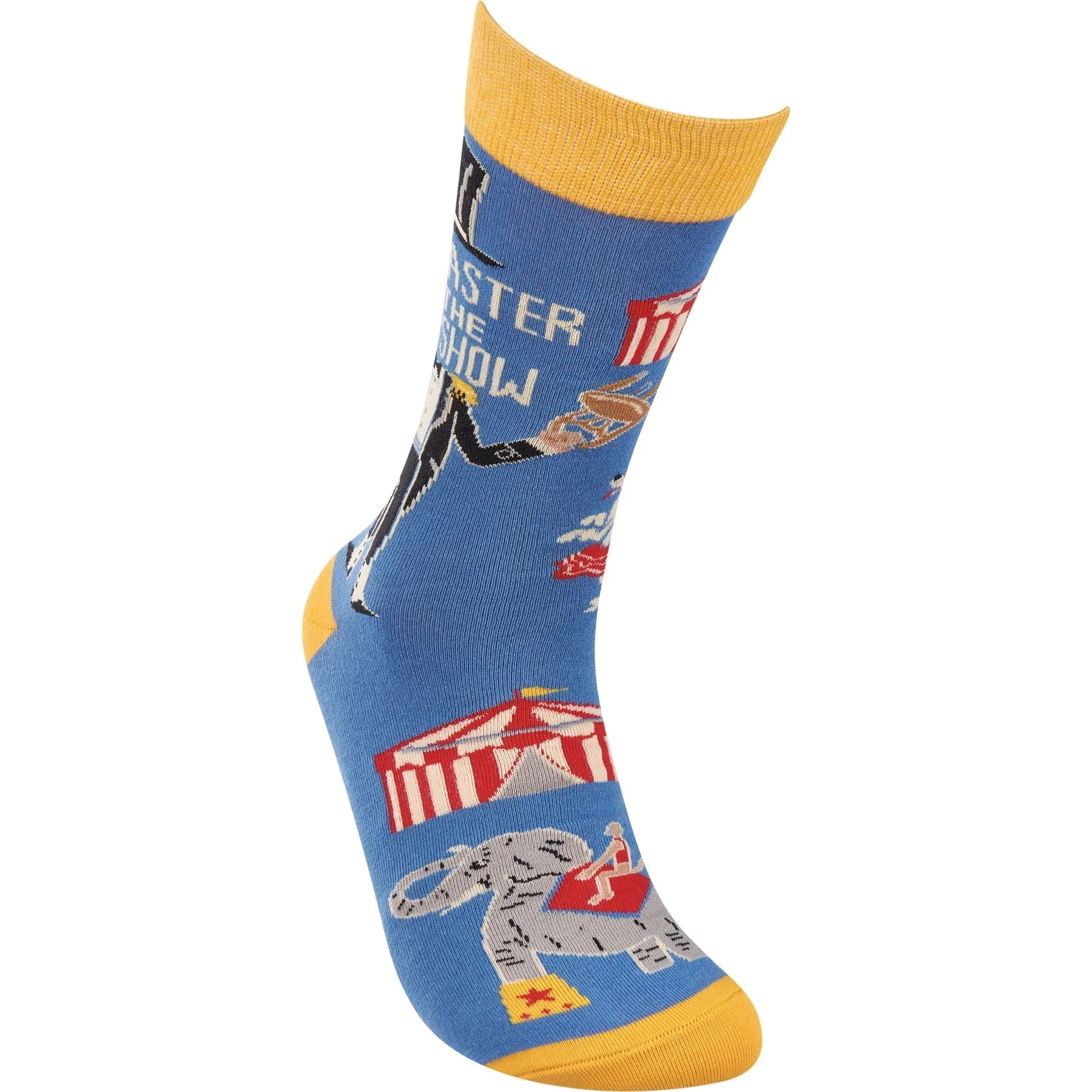 Ringmaster Of The Shit Show Funny Socks | Blue Circus Graphic Crew Socks - Image 5