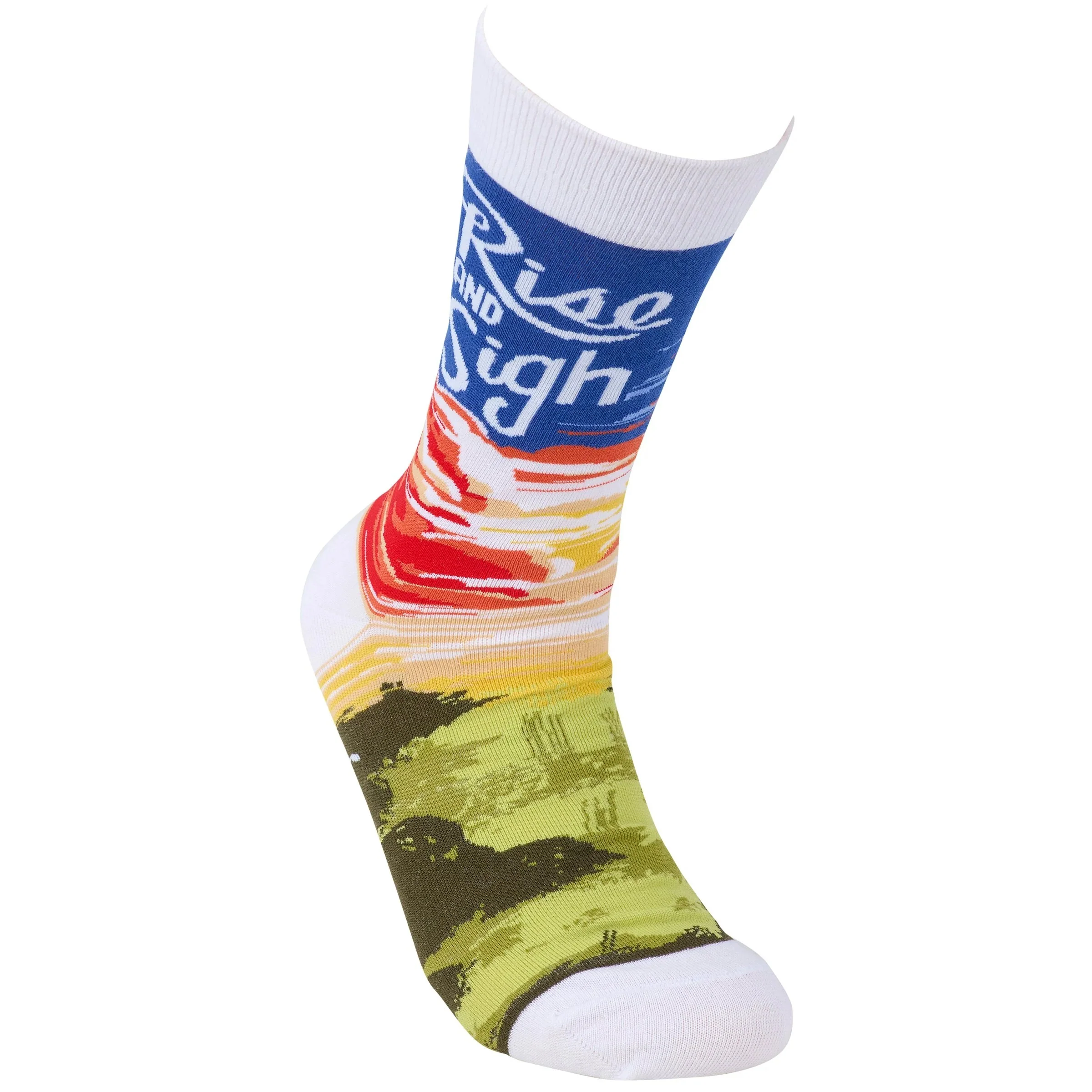 Rise & Sigh Socks | Funny Sarcastic Sunrise Novelty Crew Socks - Image 3