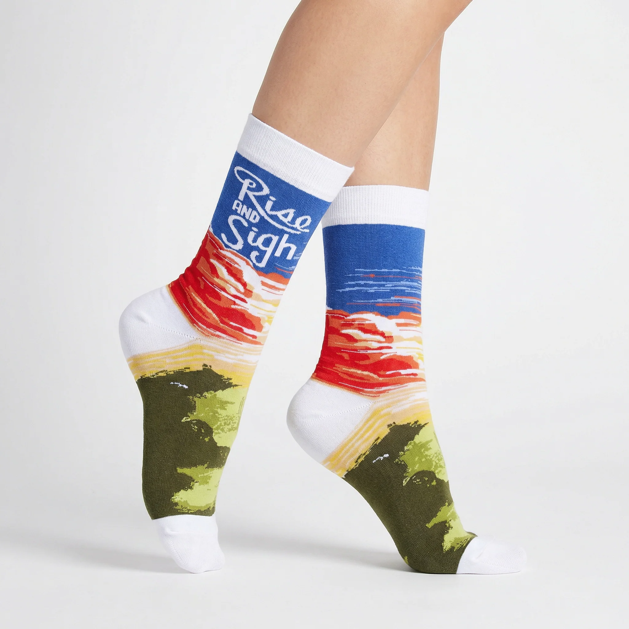 Rise & Sigh Socks | Funny Sarcastic Sunrise Novelty Crew Socks - Image 5