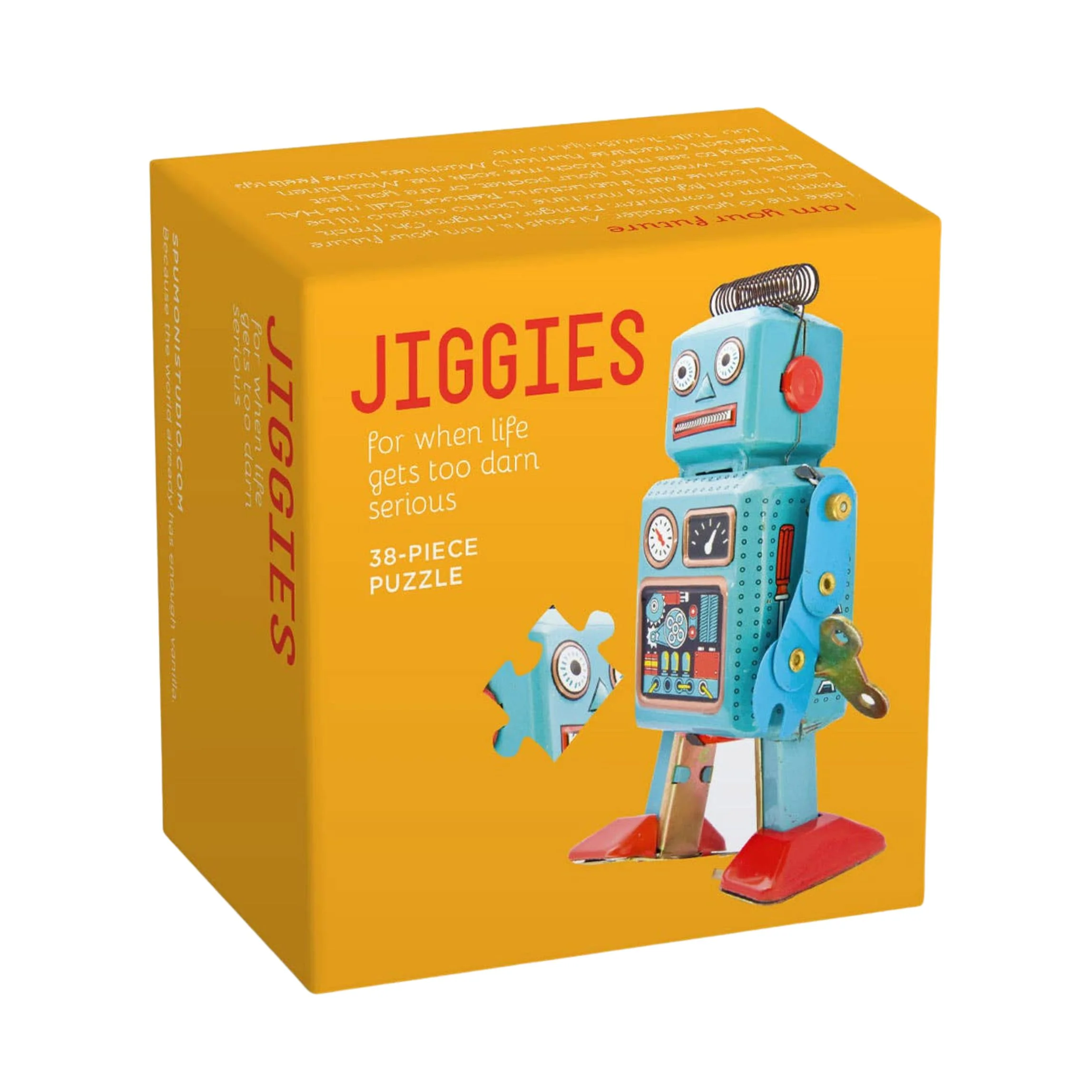 Robot Mini Jigsaw Puzzle | Retro Toy Art Jiggie Puzzle in Gift Box | 38 Pieces | Stocking Stuffer - Image 4