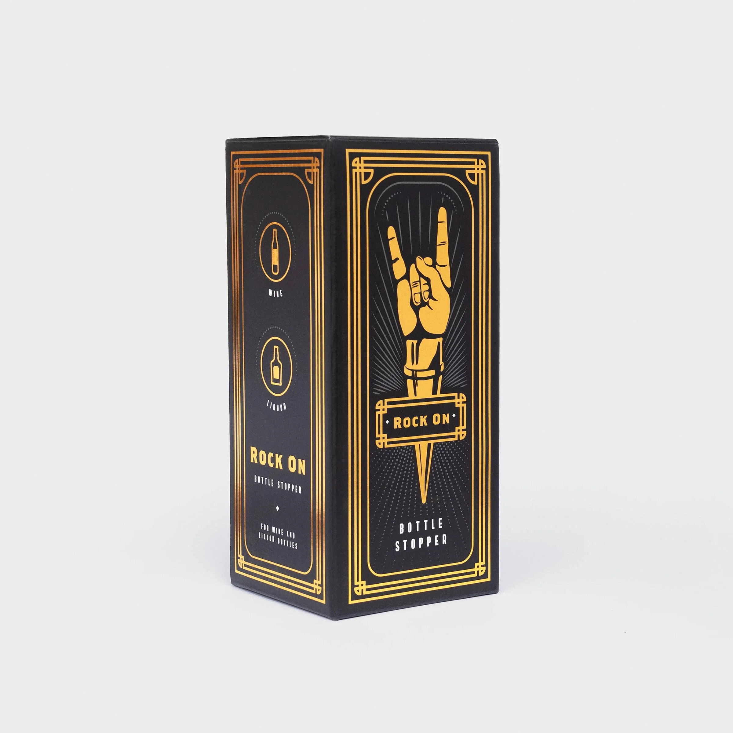 Rock On Wine Bottle Stopper in Gold | Rock N Roll Hand Sign - Image 2