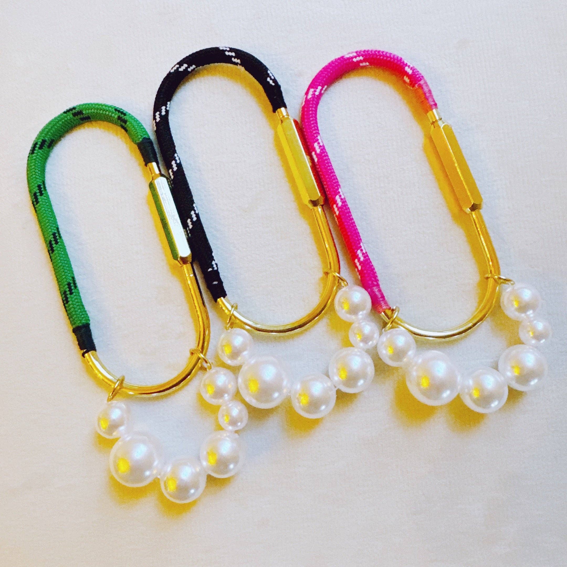 Carabiner Bag Charm | Roped and Pearled Shackle Bag Decor - Image 4
