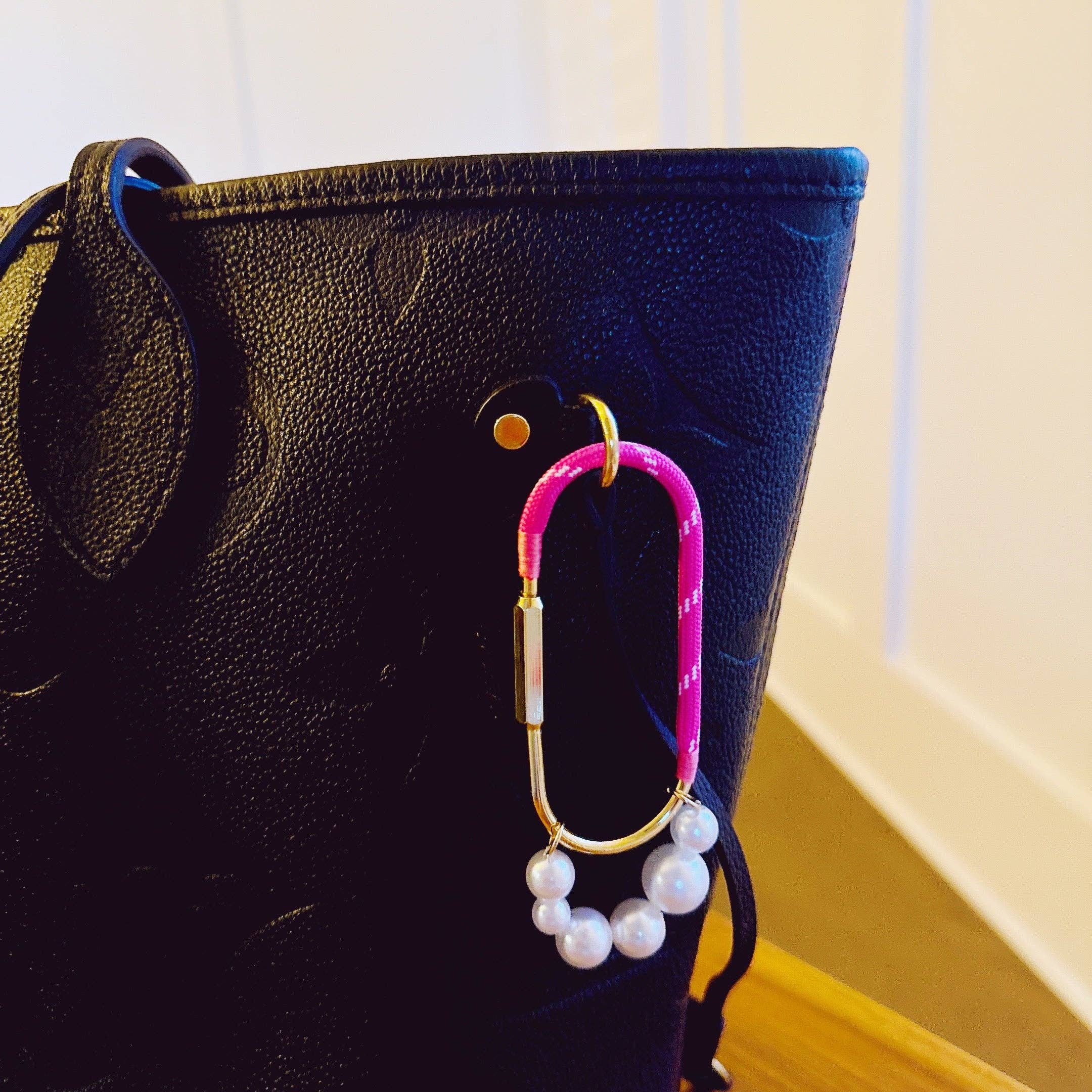 Carabiner Bag Charm | Roped and Pearled Shackle Bag Decor - Image 5
