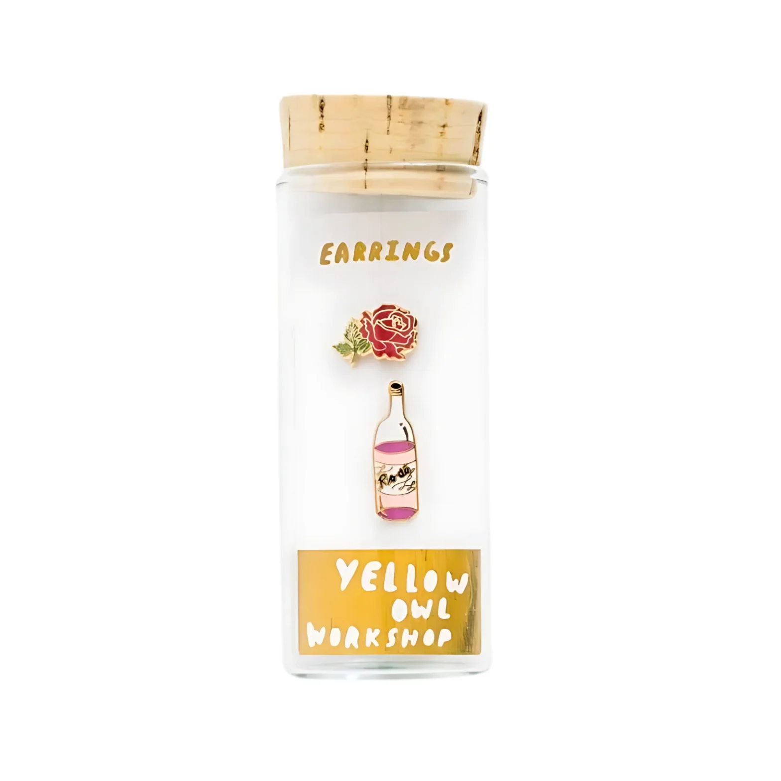 Rose and Rosé Mismatched Stud Earrings | Cloisonné with 22 Karat Gold | In a Glass Gift Vial - Image 2