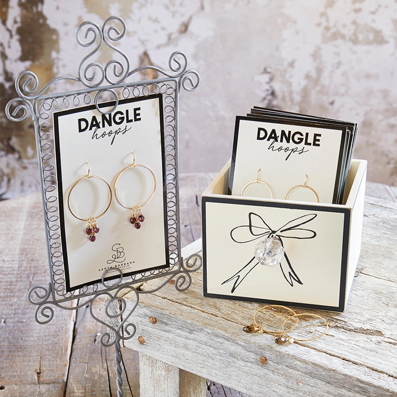 Rose Gold Dangle Hoops Earrings | Gemstones Jewelry - Image 4
