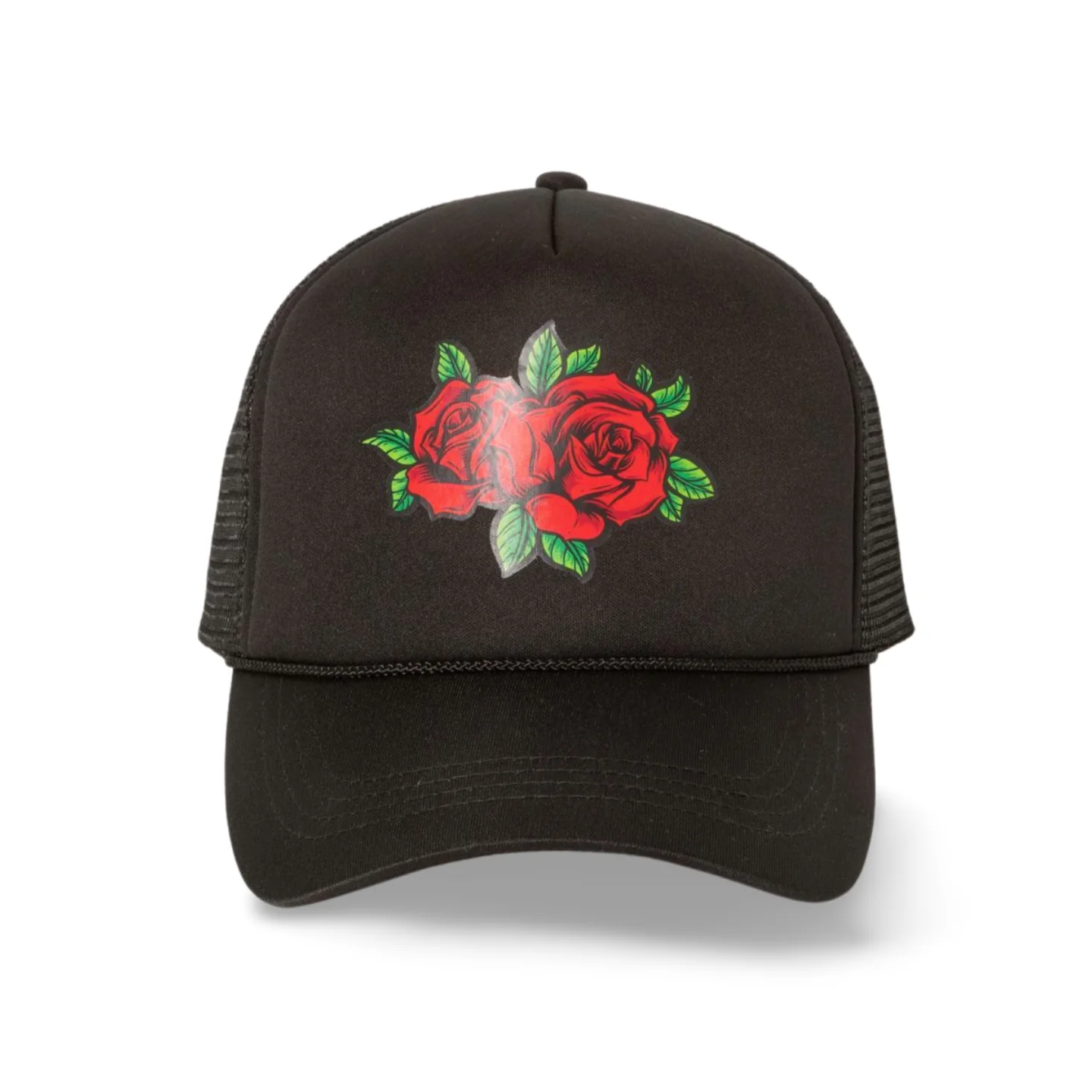 Rose Patch Trucker Hat | Mesh Back Snapback Cap with Floral Patch - Image 2