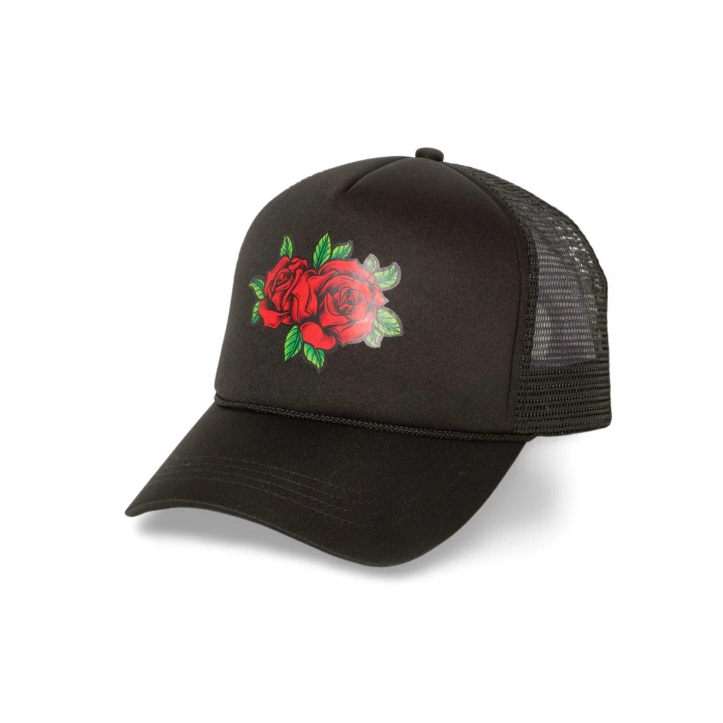 Rose Patch Trucker Hat | Mesh Back Snapback Cap with Floral Patch - Image 4