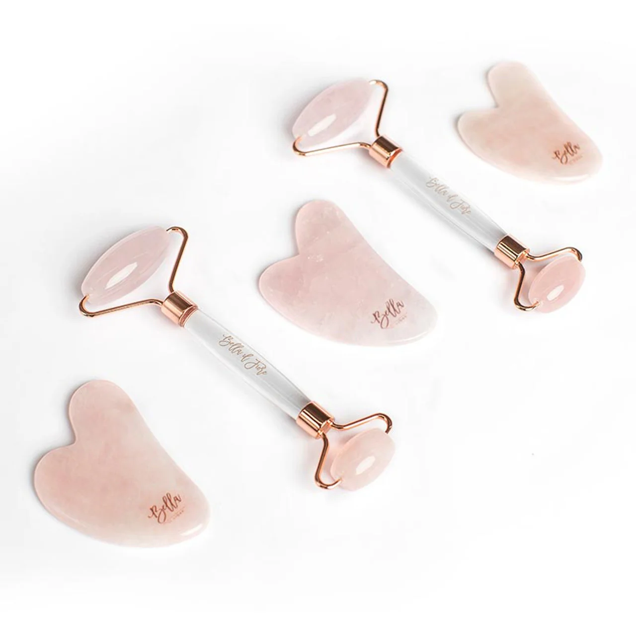 Rose Quartz Roller and Gua Sha Stone Tool Kit in Gift Box - Image 4