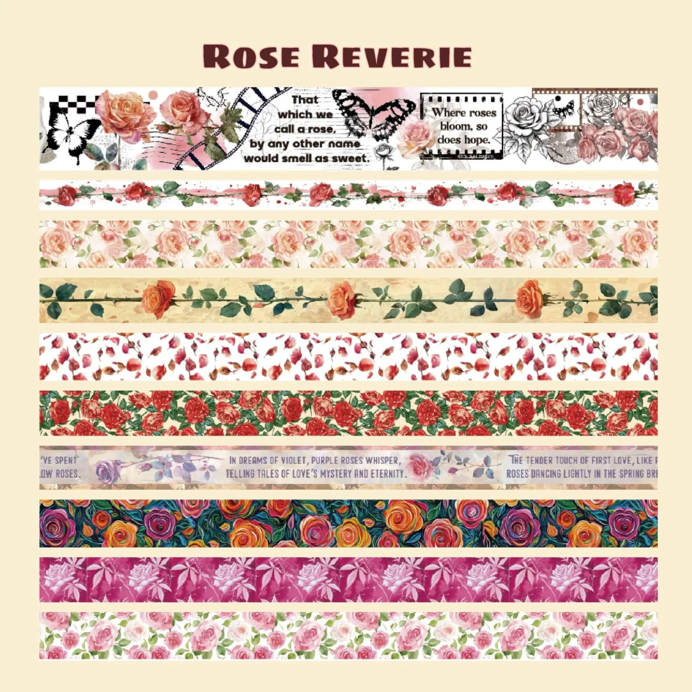 Rose Reverie Washi Tape Set | 20 Rolls Floral Tapes for Journals, Planners & Scrapbooking - Image 5