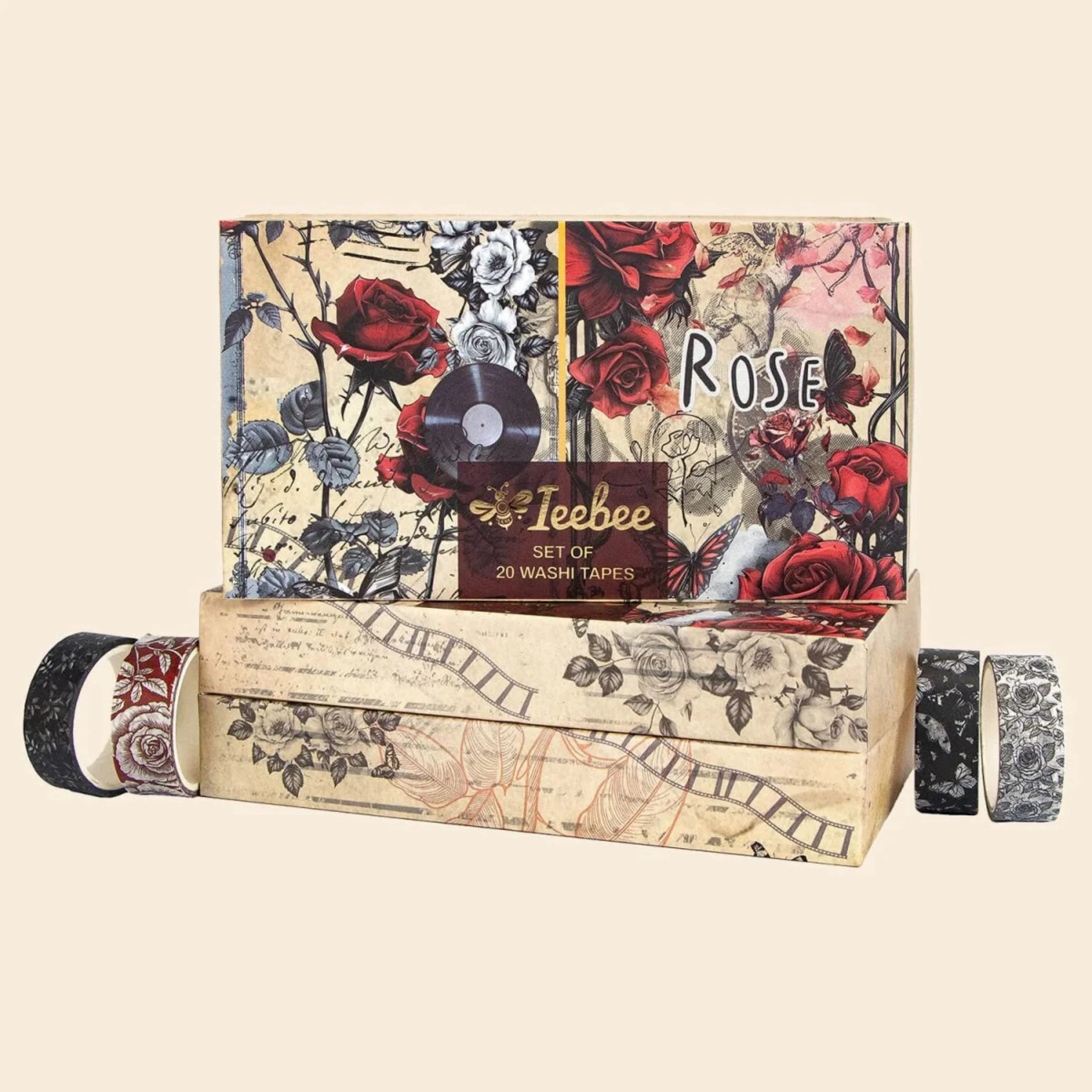 Rose Reverie Washi Tape Set | 20 Rolls Floral Tapes for Journals, Planners & Scrapbooking - Image 7